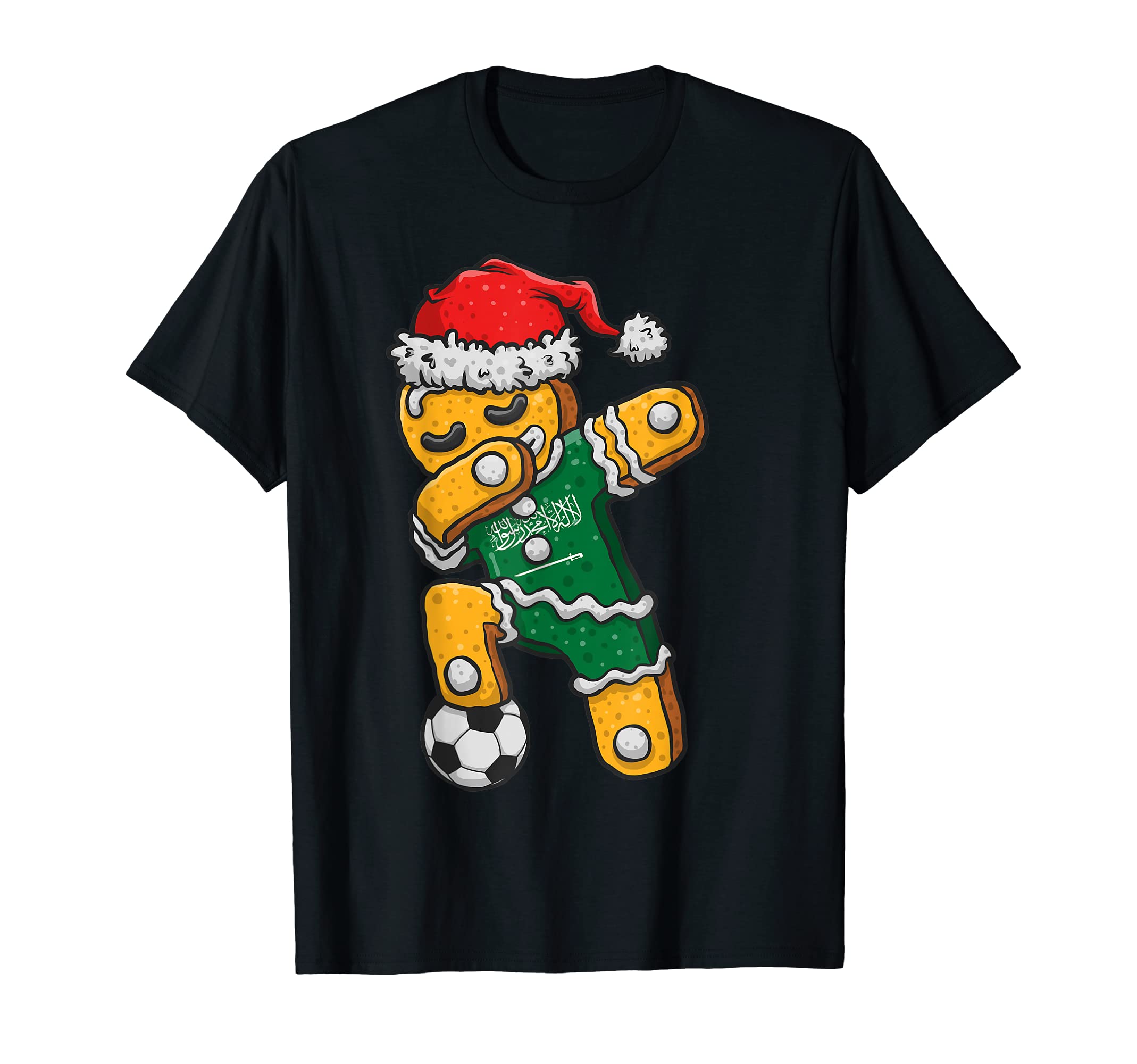 Soccer Dabbing Gingerbread Saudi T-Shirt - Trendy Graphic for Adults - T-Shirt, Sweatshirt, Hoodie
