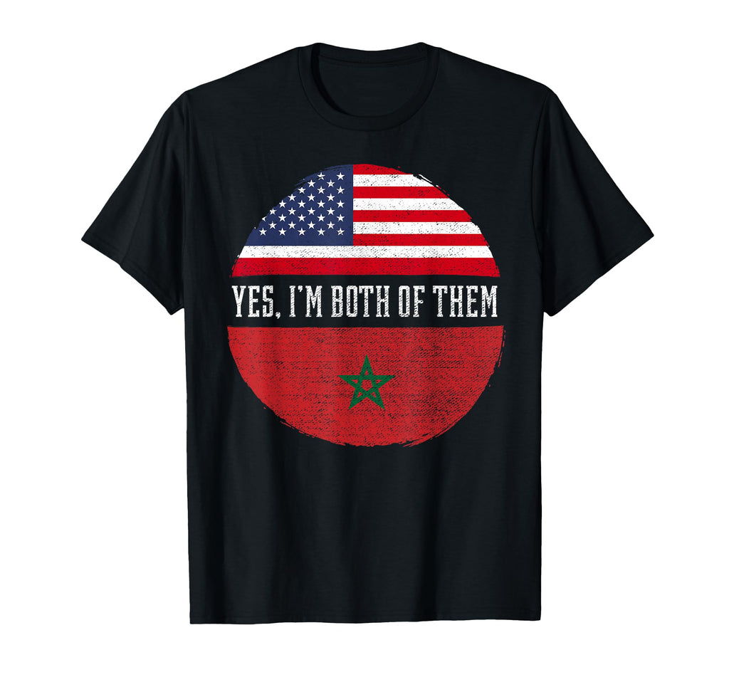 Half American Half Moroccan Usa Flag T-Shirt - Custom Art Print Unisex - T-Shirt, Sweatshirt, Hoodie