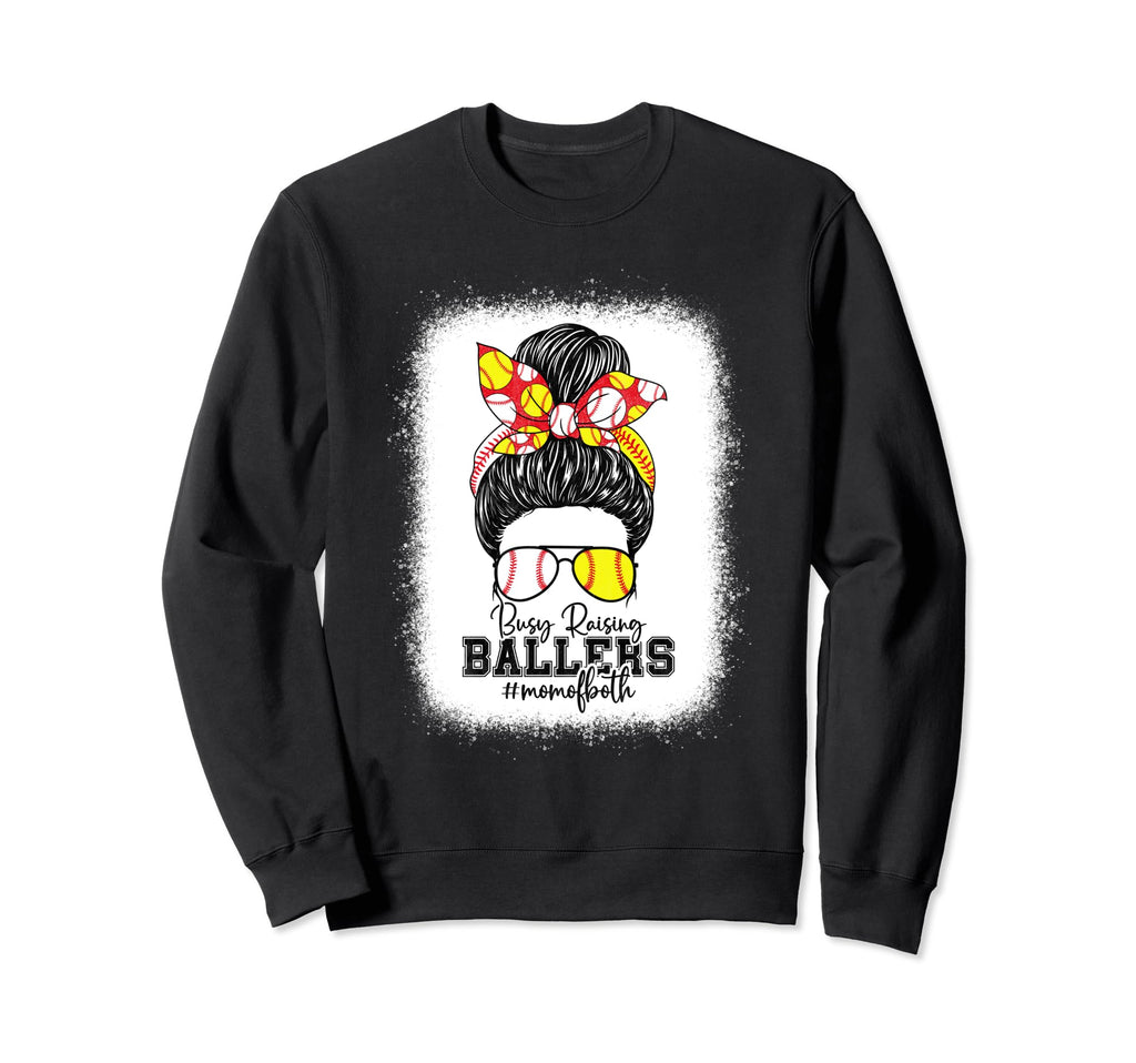 Busy Raising Ballers Softball Funny Sweatshirt - Unique Graphic Men Women - T-Shirt, Sweatshirt, Hoodie