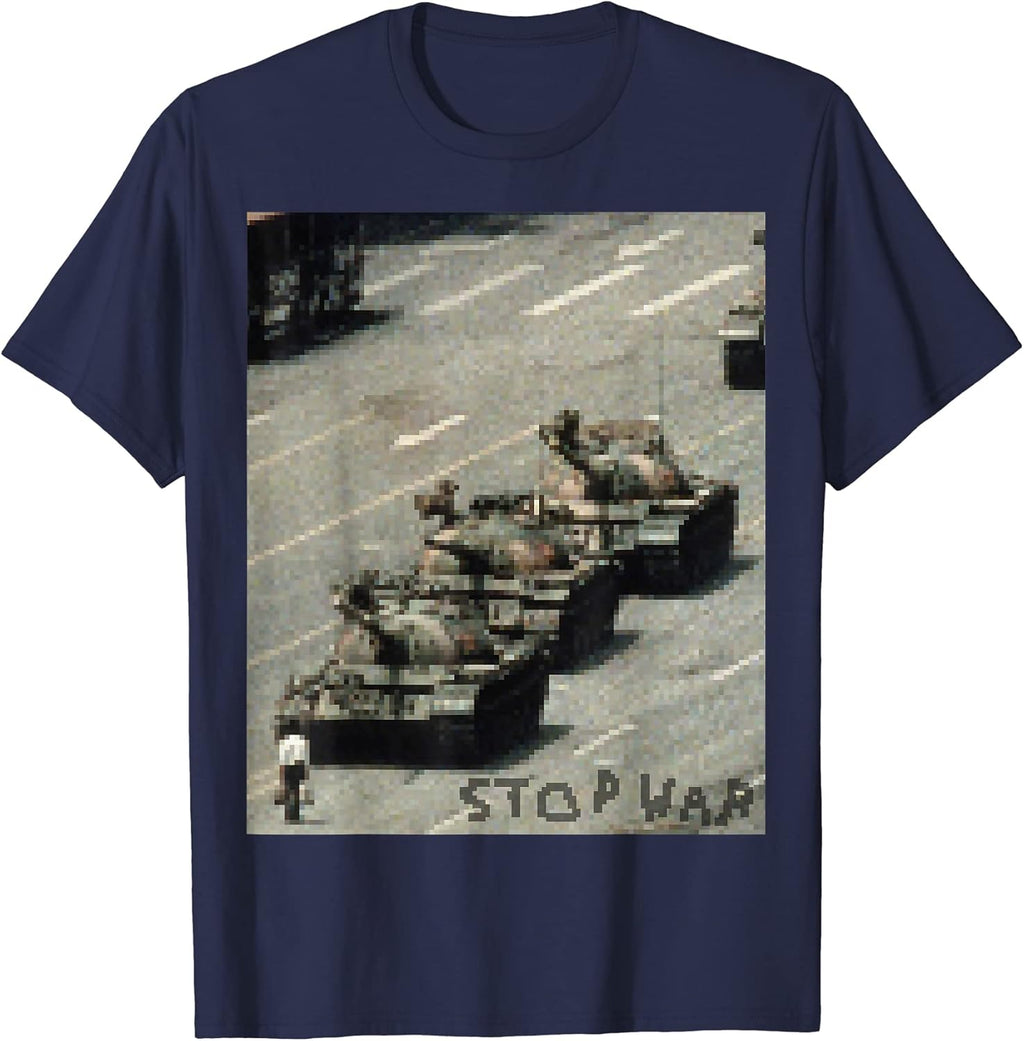 Stop war Tank Man Anti Protest Pixel Art 8-bit - Adult & Kids T-Shirts, Sweatshirts & Hoodies apparel design preview 1