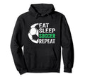 Eat Sleep Soccer Repeat Hoodie - Unique Graphic Men Women - T-Shirt, Sweatshirt, Hoodie