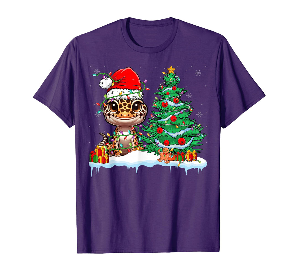 Leopard Gecko Funny Gecko Wearing Santa T-Shirt - Graphic Print for Adults - T-Shirt, Sweatshirt, Hoodie