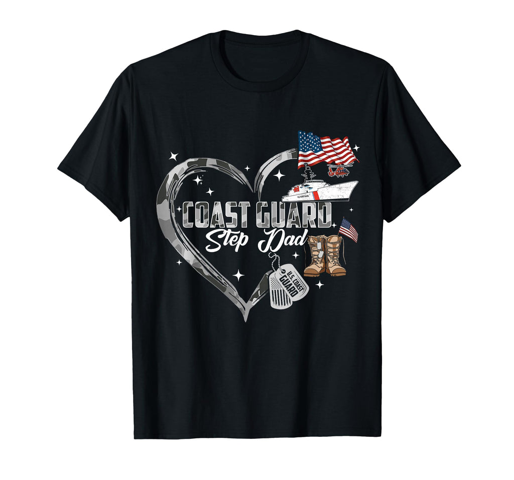 Proud Coast Guard Step Dad Camo Heart T-Shirt - Fun Novelty Design Unisex - T-Shirt, Sweatshirt, Hoodie