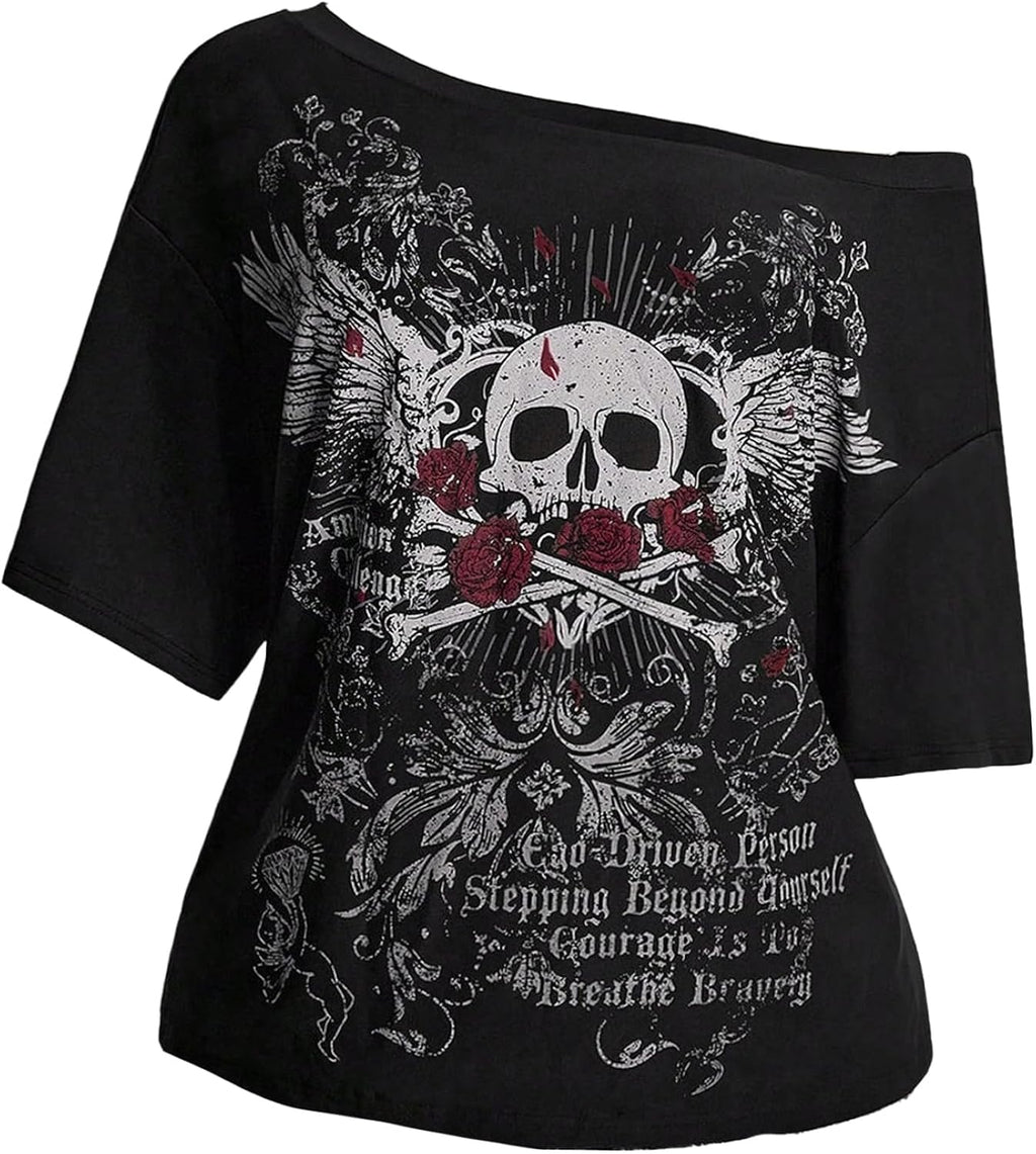 Women's Plus Size Off The Shoulder Tops Y2k Gothic - Adult & Kids T-Shirts, Sweatshirts & Hoodies apparel design preview 1