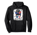 Soccer Nana Messy Bun Usa Flag Glasses Hoodie - Aesthetic Graphic Unisex - T-Shirt, Sweatshirt, Hoodie