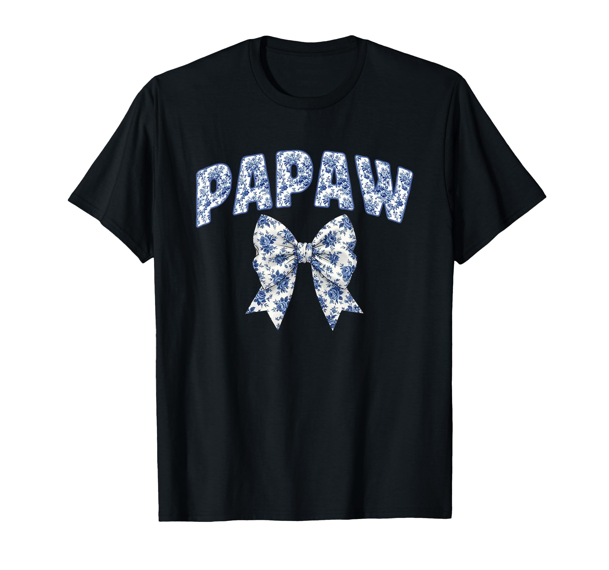 Papaw Coquette Toile Blue Bow Floral T-Shirt - Unique Graphic for Adults - T-Shirt, Sweatshirt, Hoodie