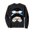 Argentina Soccer Fan Messy Bun Sweatshirt - Fun Novelty Design Men Women - T-Shirt, Sweatshirt, Hoodie