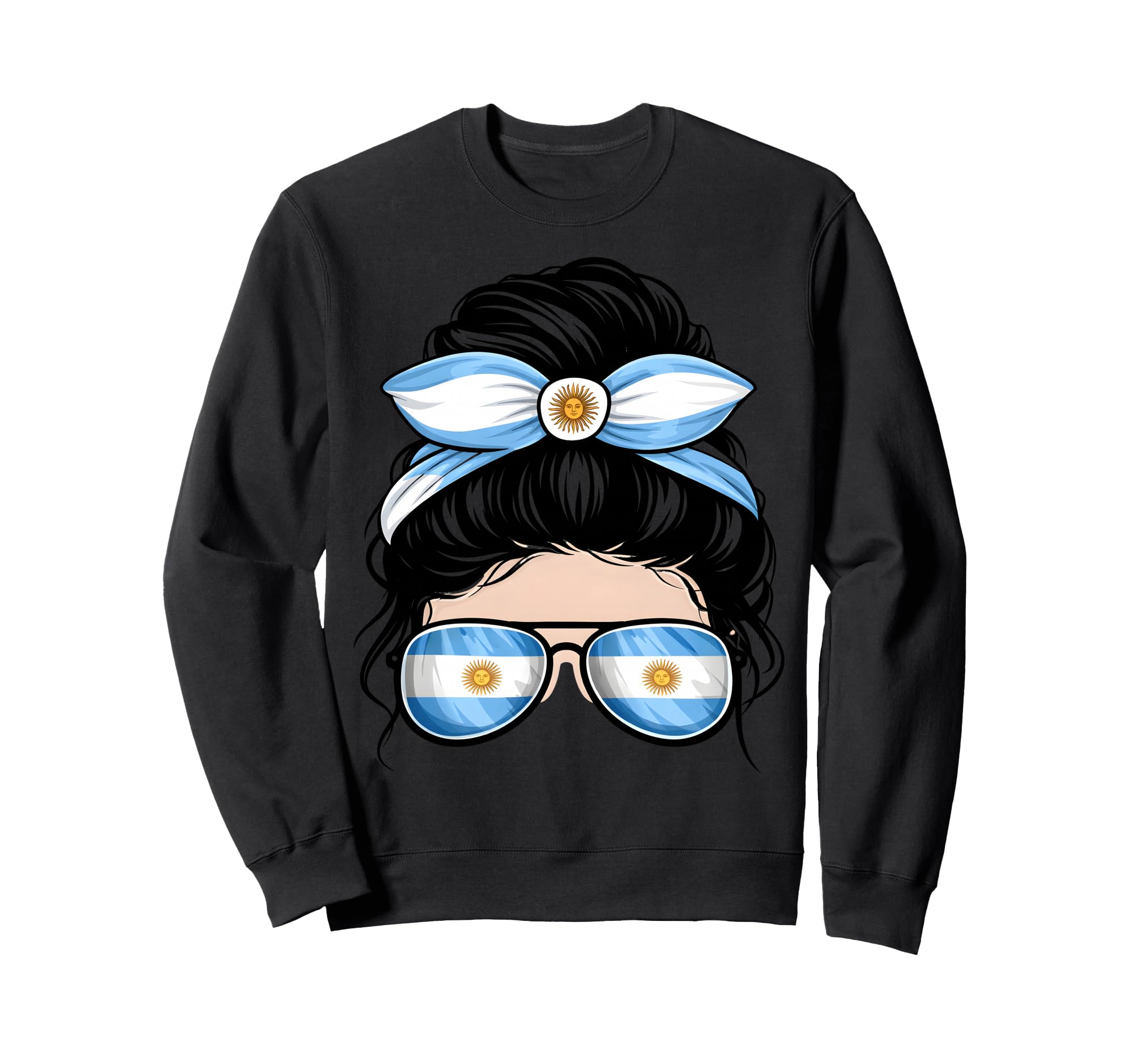 Argentina Soccer Fan Messy Bun Sweatshirt - Fun Novelty Design Men Women - T-Shirt, Sweatshirt, Hoodie