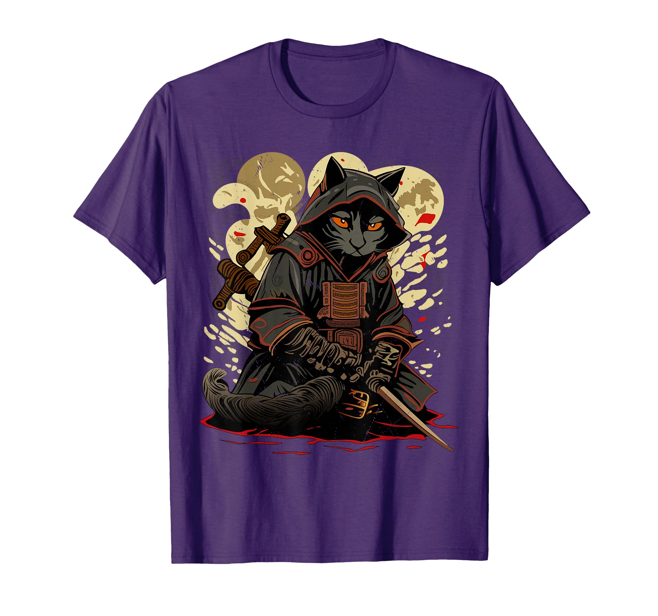 Japanese Samurai Ninja Cat Tattoo T-Shirt - Minimalist Print Men Women - T-Shirt, Sweatshirt, Hoodie