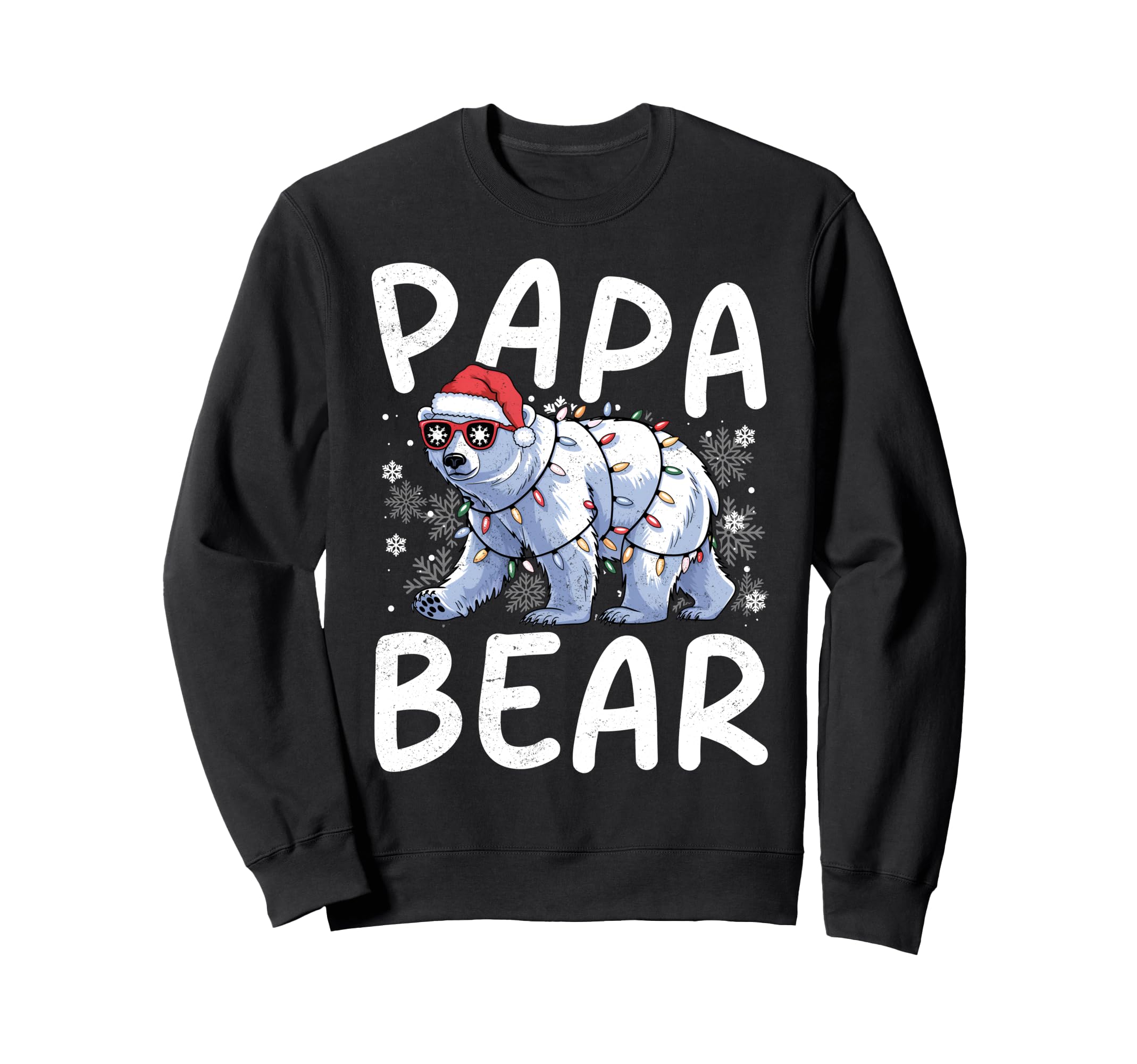 Funny Papa Bear Santa Hat Lights Sweatshirt - Custom Art Print Unisex - T-Shirt, Sweatshirt, Hoodie