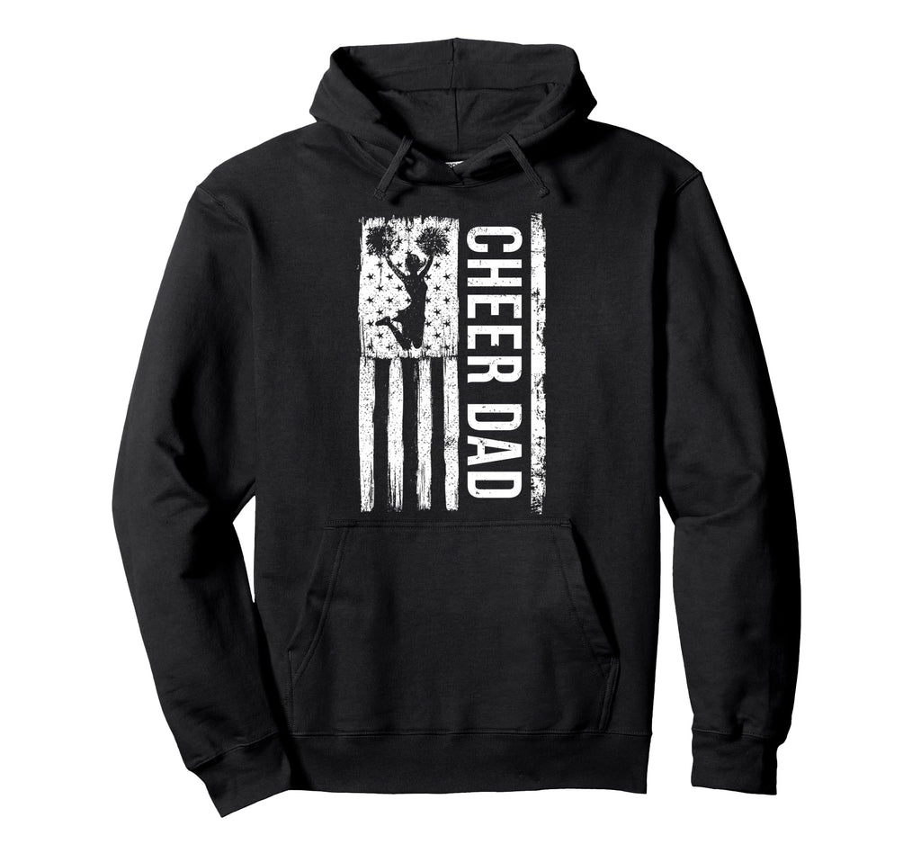 Cheer Dad Cheerleading American Flag Hoodie - Unique Graphic Men Women - T-Shirt, Sweatshirt, Hoodie