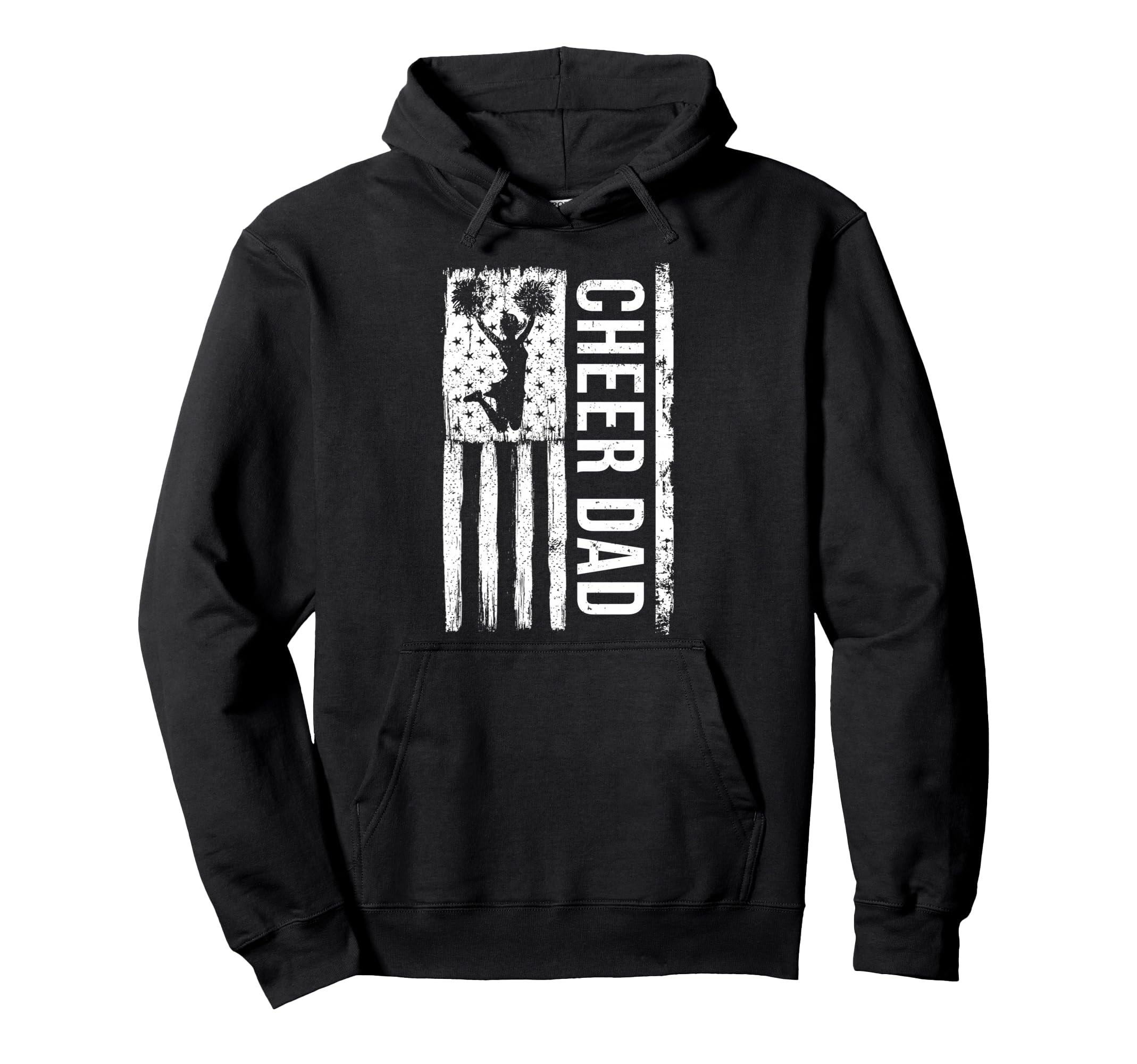 Cheer Dad Cheerleading American Flag Hoodie - Unique Graphic Men Women - T-Shirt, Sweatshirt, Hoodie