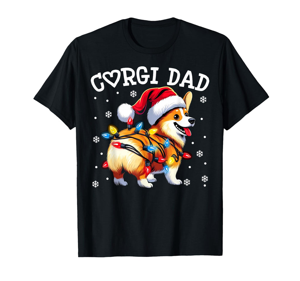 Corgi Butt Dad Plaid Snowflakes Light T-Shirt - Graphic Print Men Women - T-Shirt, Sweatshirt, Hoodie