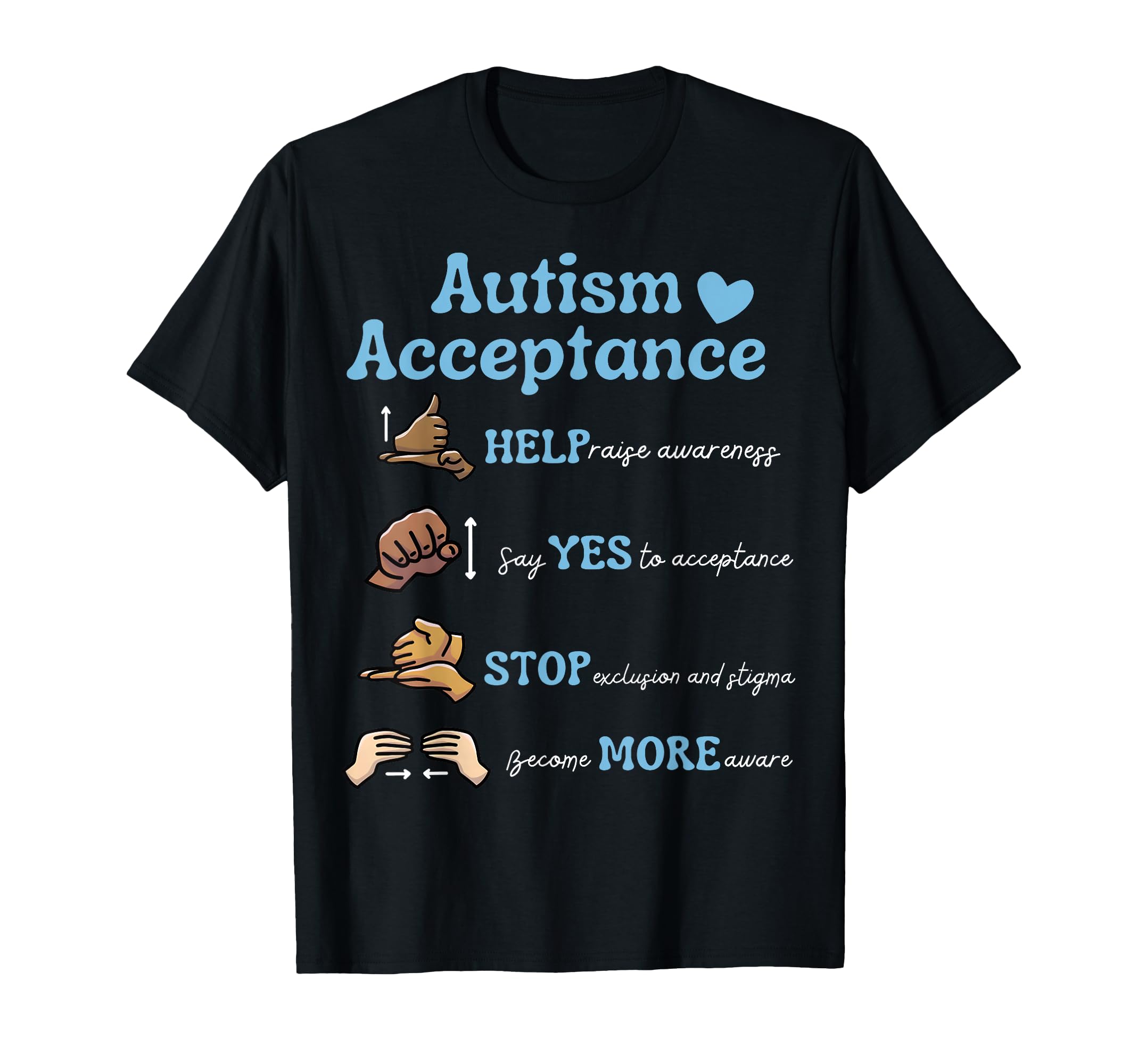 Autism Awareness Acceptance Hand Sign T-Shirt - Unique Graphic for Adults - T-Shirt, Sweatshirt, Hoodie