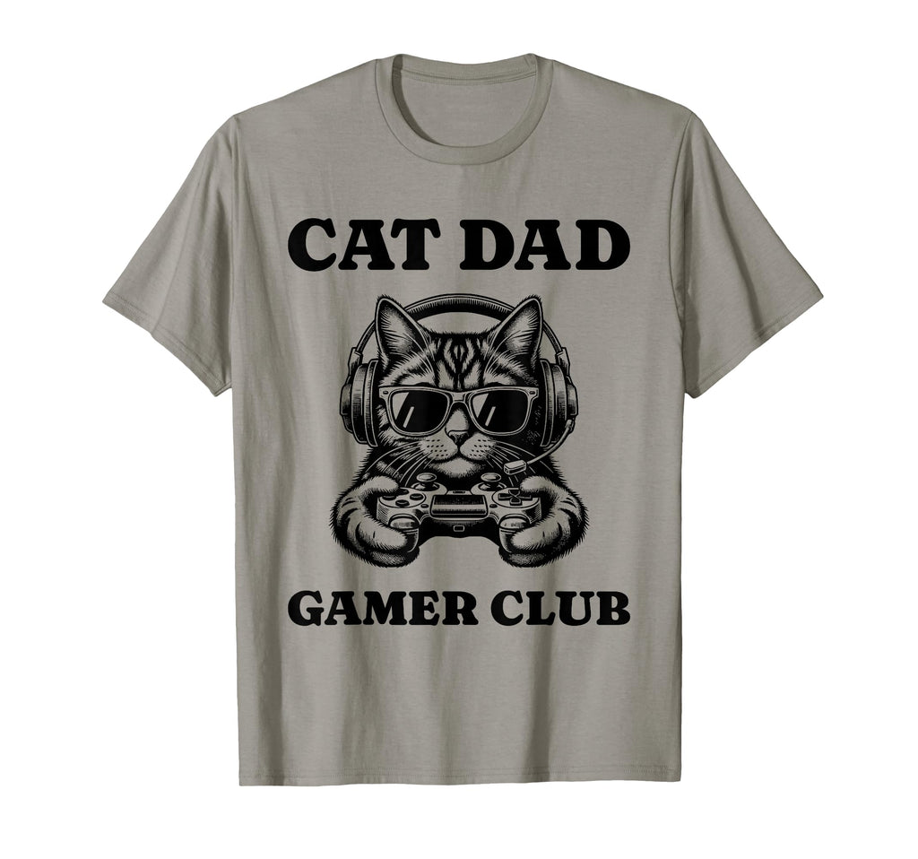 Cat Dad Gamer Club Video Games Cat T-Shirt - Novelty Apparel for Adults - T-Shirt, Sweatshirt, Hoodie
