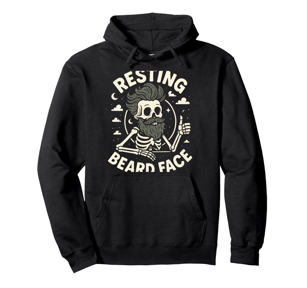 Resting Beard Face Funny Skeleton Dad Hoodie - Custom Art Print for Adults - T-Shirt, Sweatshirt, Hoodie