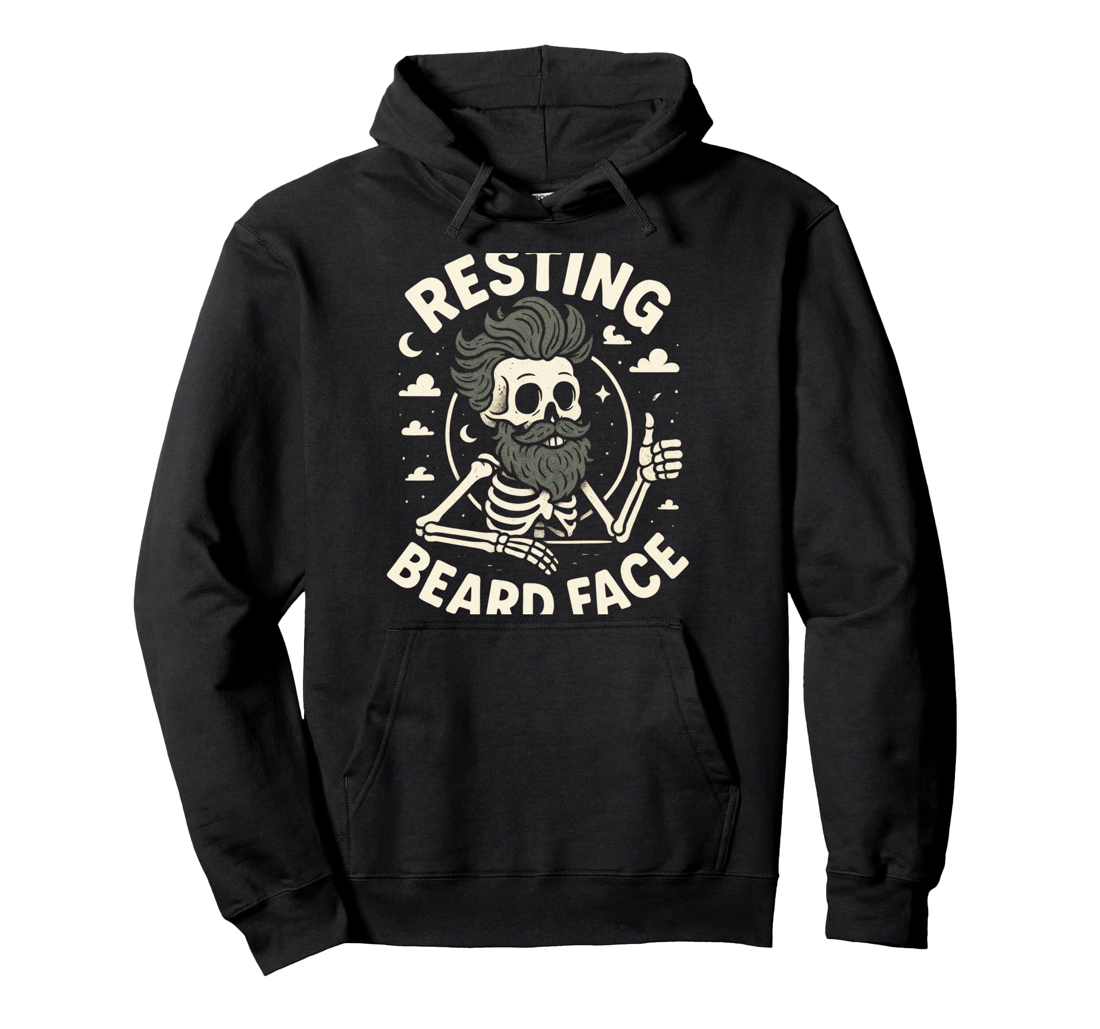 Resting Beard Face Funny Skeleton Dad Hoodie - Custom Art Print for Adults - T-Shirt, Sweatshirt, Hoodie