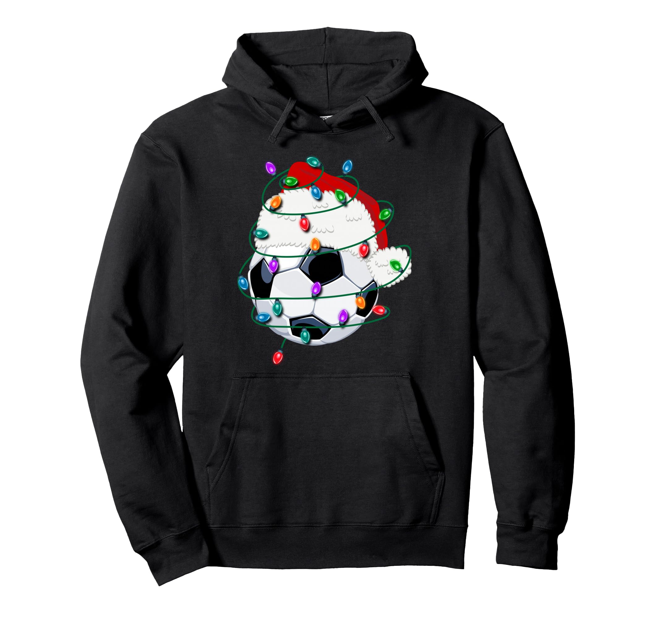 Santa Hat Gifts Light Ball Funny Soccer Hoodie - Minimalist Print Unisex - T-Shirt, Sweatshirt, Hoodie