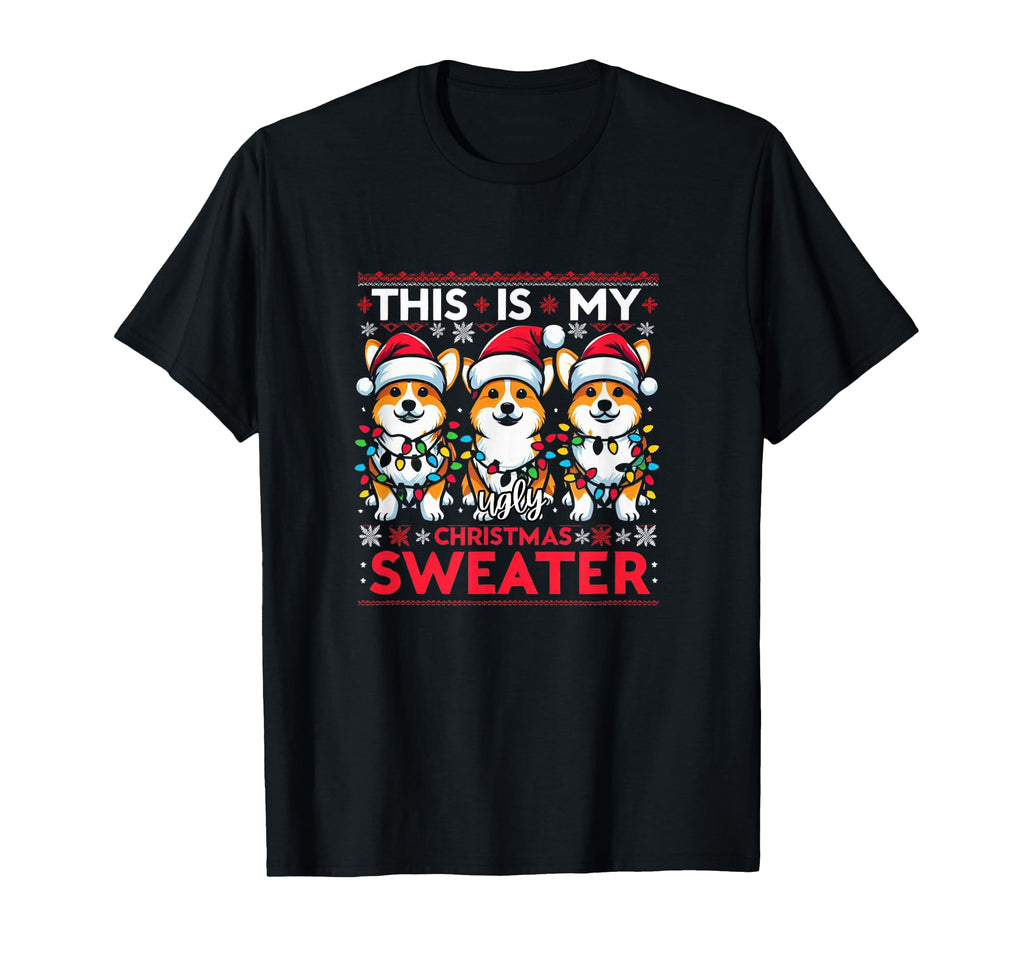 Corgi Santa Hat Corgi Mom Corgi Dad T-Shirt - Casual Everyday Wear Unisex - T-Shirt, Sweatshirt, Hoodie