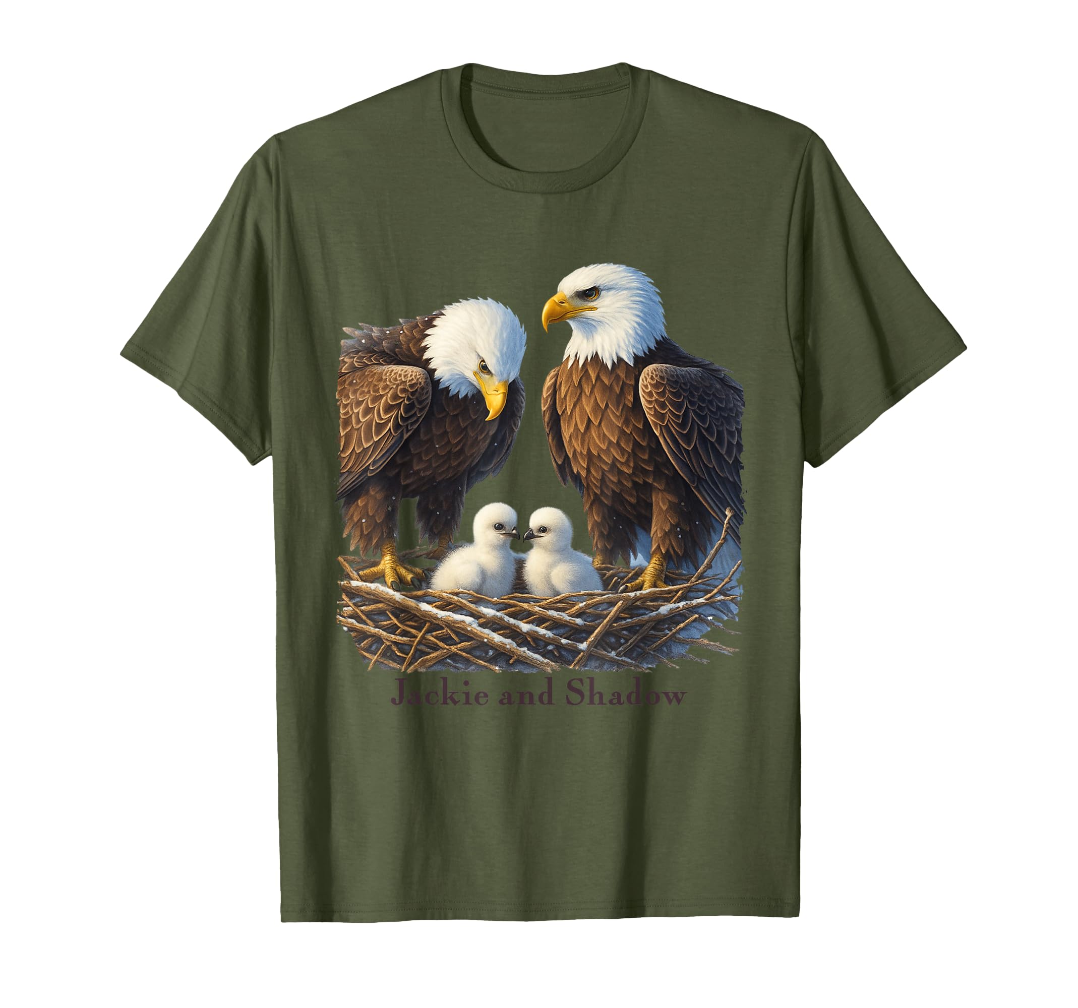 Bald Eagle Dad Mom Two Eaglet Chicks T-Shirt - Aesthetic Graphic Unisex - T-Shirt, Sweatshirt, Hoodie