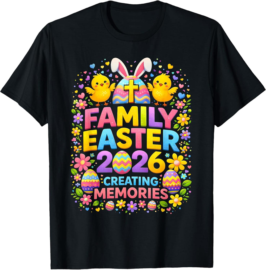 Family Easter 2026 Bunny Chicks Cute Creating - Adult & Kids T-Shirts, Sweatshirts & Hoodies apparel design preview 1