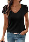 Womens Lace Tops Casual V Neck Short Sleeve Loose - Adult & Kids T-Shirts, Sweatshirts & Hoodies apparel design preview 1