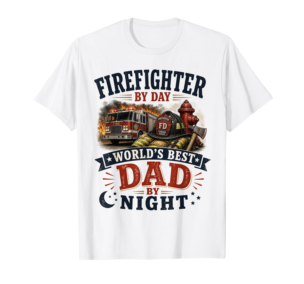 Firefighter Day Worlds Best Dad T-Shirt - Fun Novelty Design Men Women - T-Shirt, Sweatshirt, Hoodie