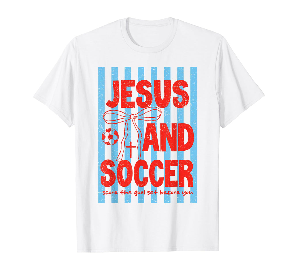 Preepy Jesus And Soccer Reglious T-Shirt - Unique Graphic Unisex - T-Shirt, Sweatshirt, Hoodie