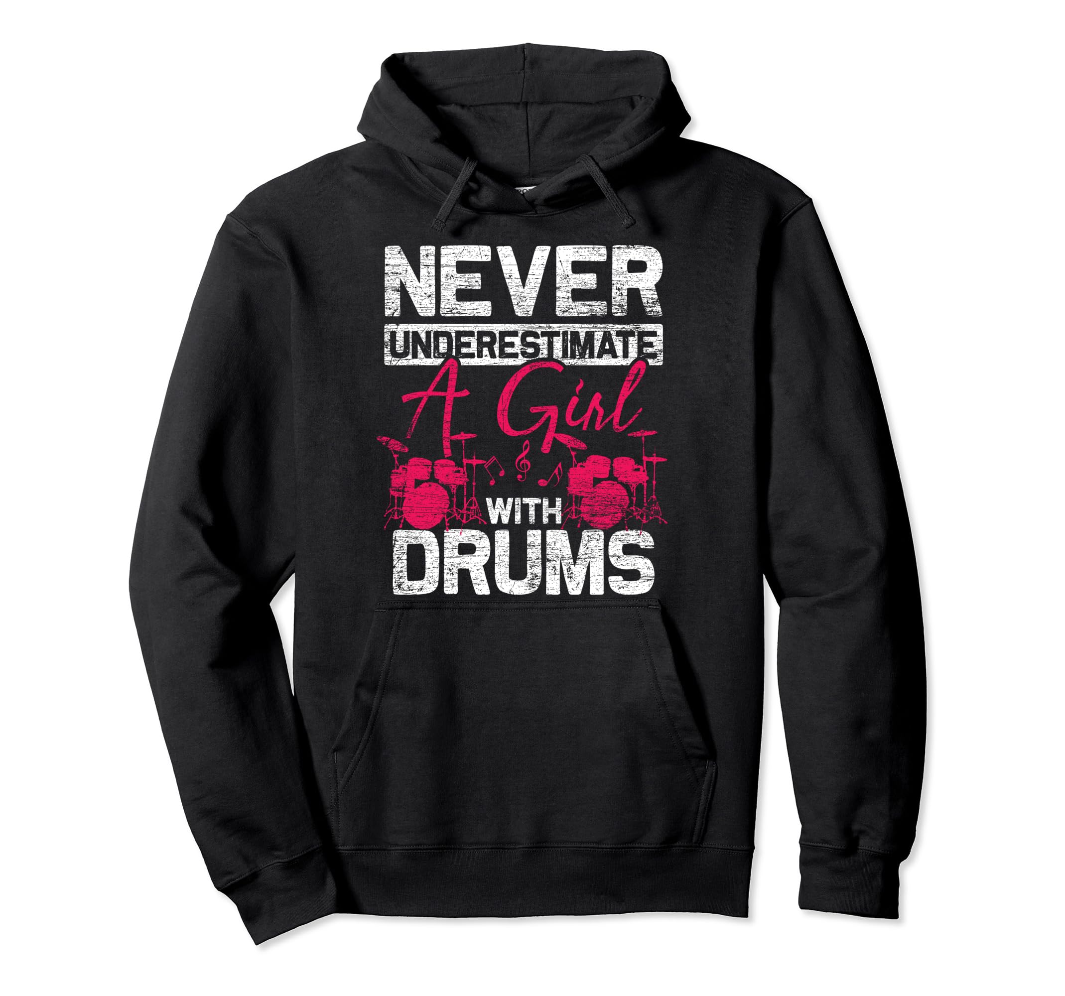 Drummer Never Underestimate Drums Hoodie - Graphic Print for Adults - T-Shirt, Sweatshirt, Hoodie