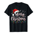 Merry Lights Red Santa Hat Family Matching T-Shirt - Graphic Print Unisex - T-Shirt, Sweatshirt, Hoodie