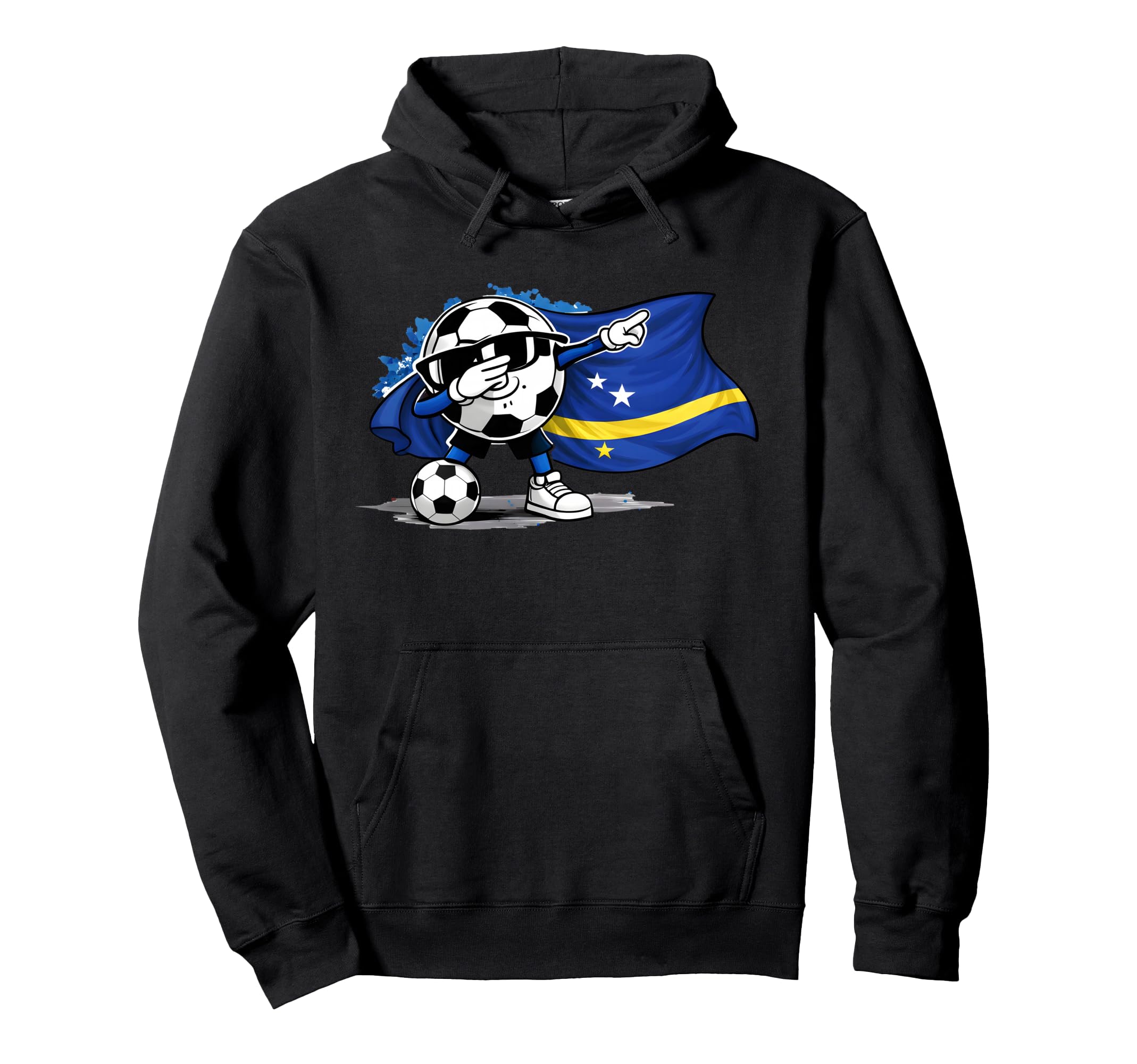 Curacao Flag Dabbing Ball Soccer Island Hoodie - Custom Art Print Unisex - T-Shirt, Sweatshirt, Hoodie