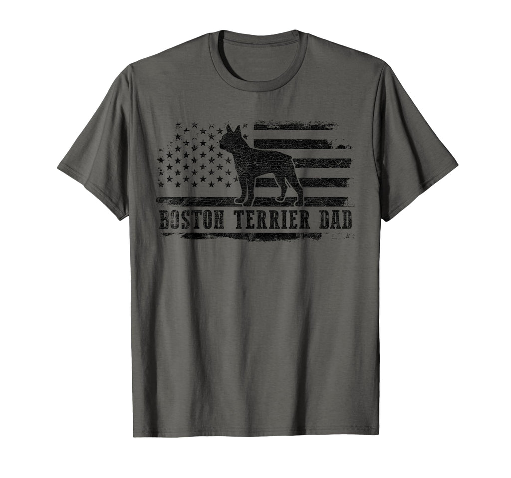 Boston Terrier Dad Distressed American T-Shirt - Minimalist Print Unisex - T-Shirt, Sweatshirt, Hoodie