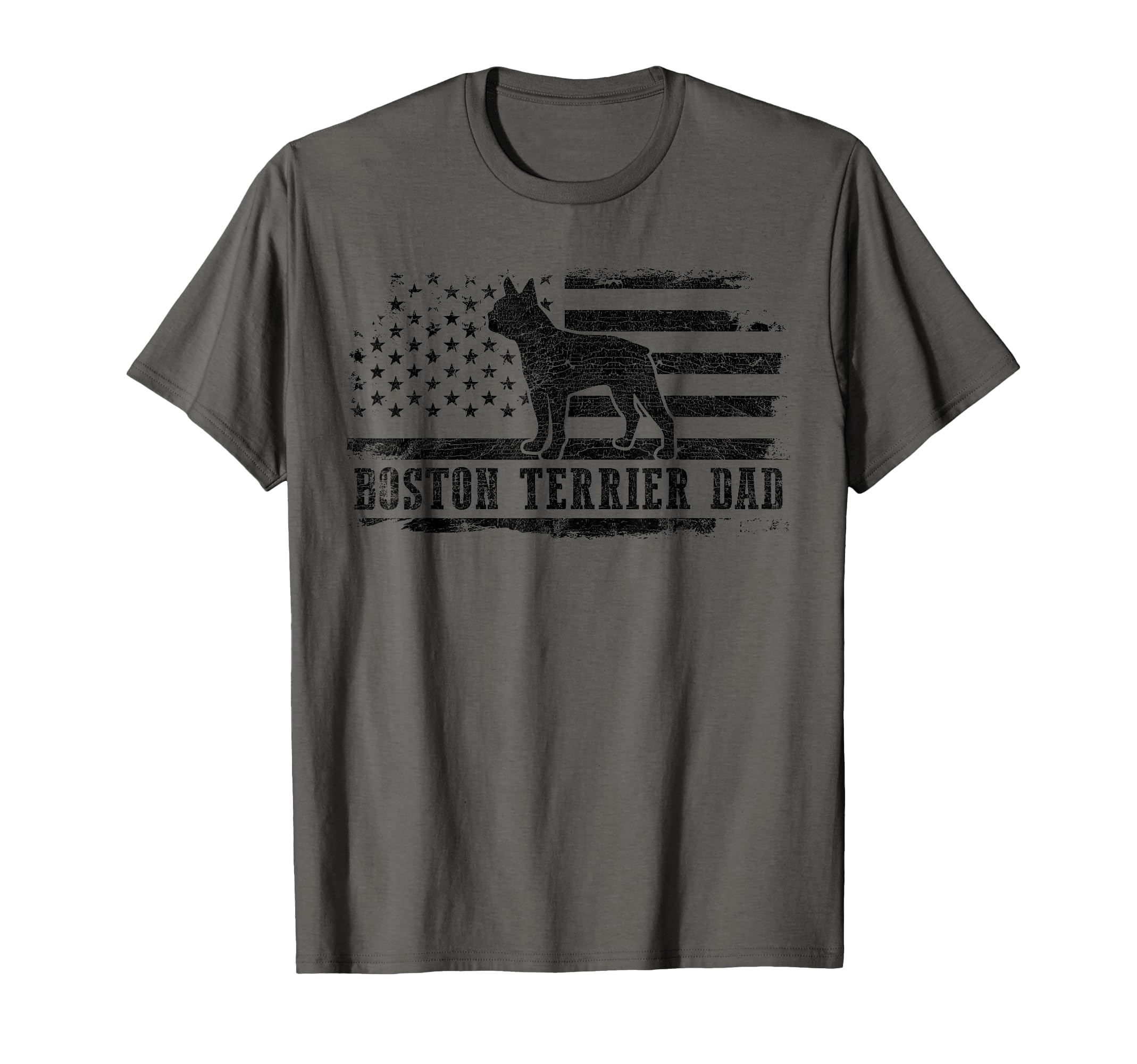 Boston Terrier Dad Distressed American T-Shirt - Minimalist Print Unisex - T-Shirt, Sweatshirt, Hoodie