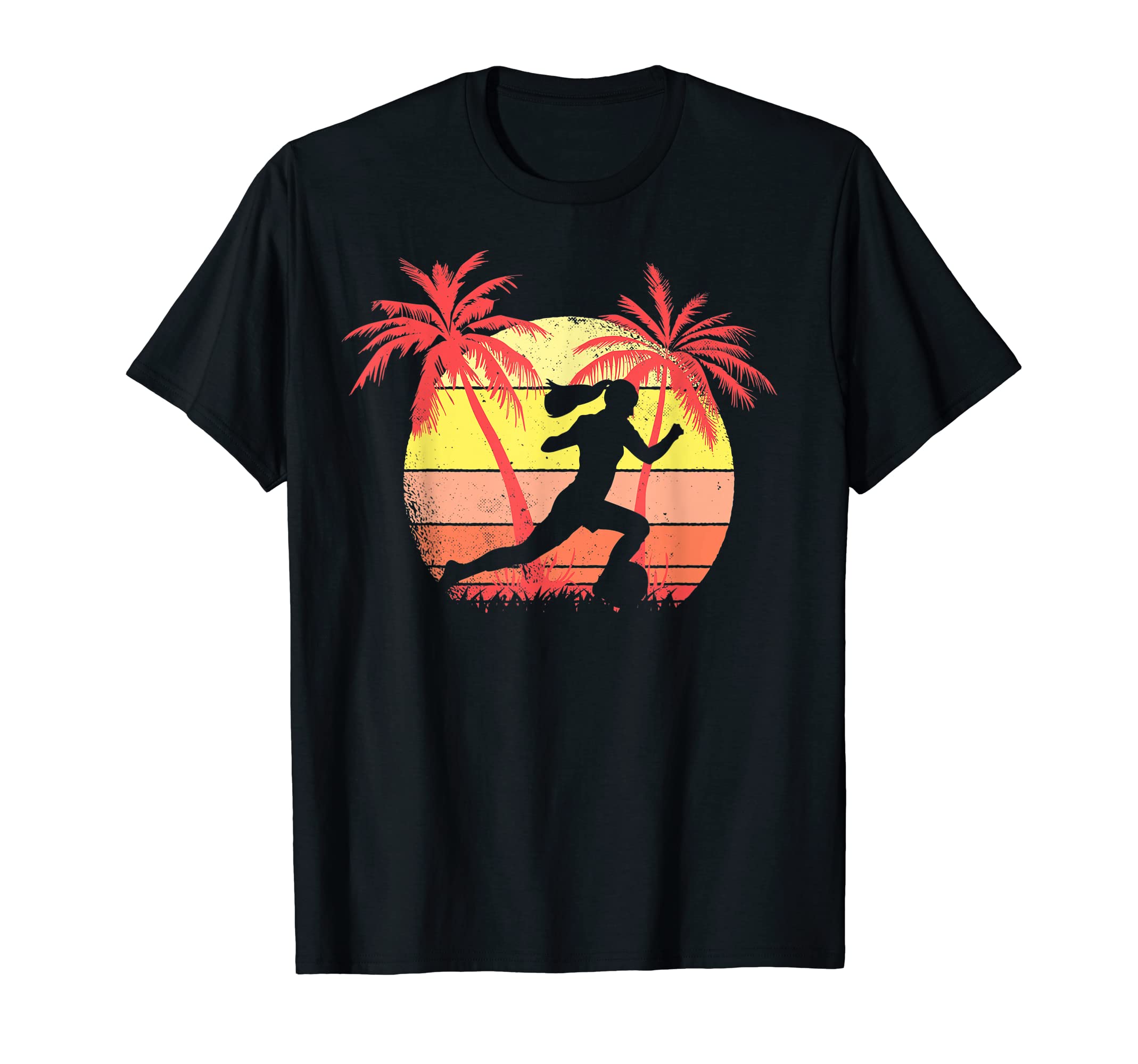 Soccer Running Ball Summer Sunset 80S Palm T-Shirt - Graphic Print Unisex - T-Shirt, Sweatshirt, Hoodie