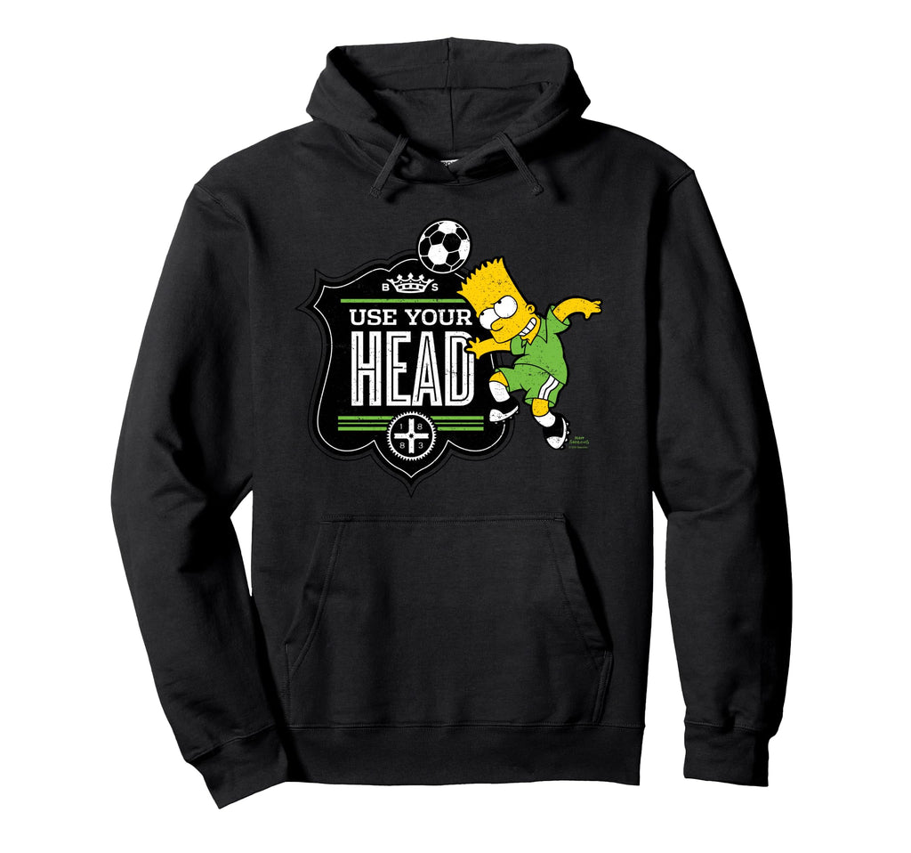 Simpsons Soccer Bart Simpson Use Your Head Hoodie - Trendy Graphic Unisex - T-Shirt, Sweatshirt, Hoodie