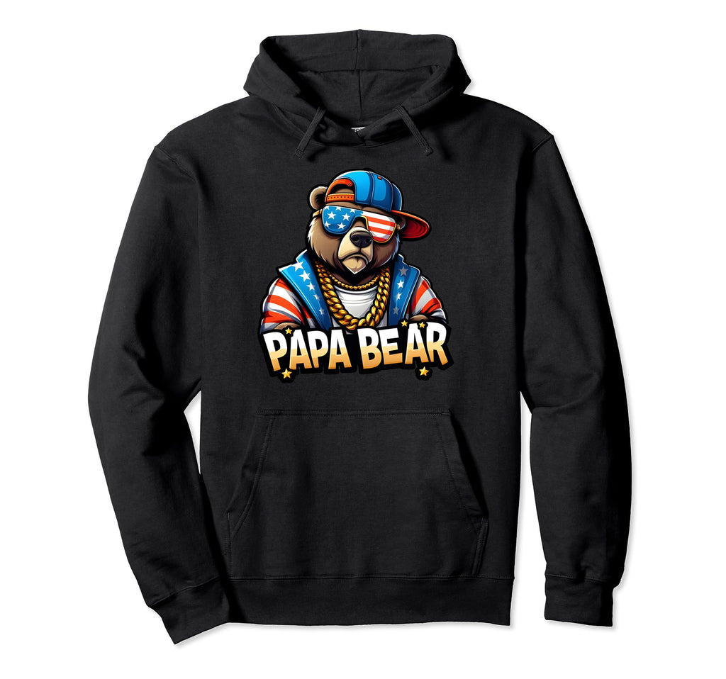 Papa Bear Fathers Day Gift Patriotic Hoodie - Novelty Apparel Men Women - T-Shirt, Sweatshirt, Hoodie
