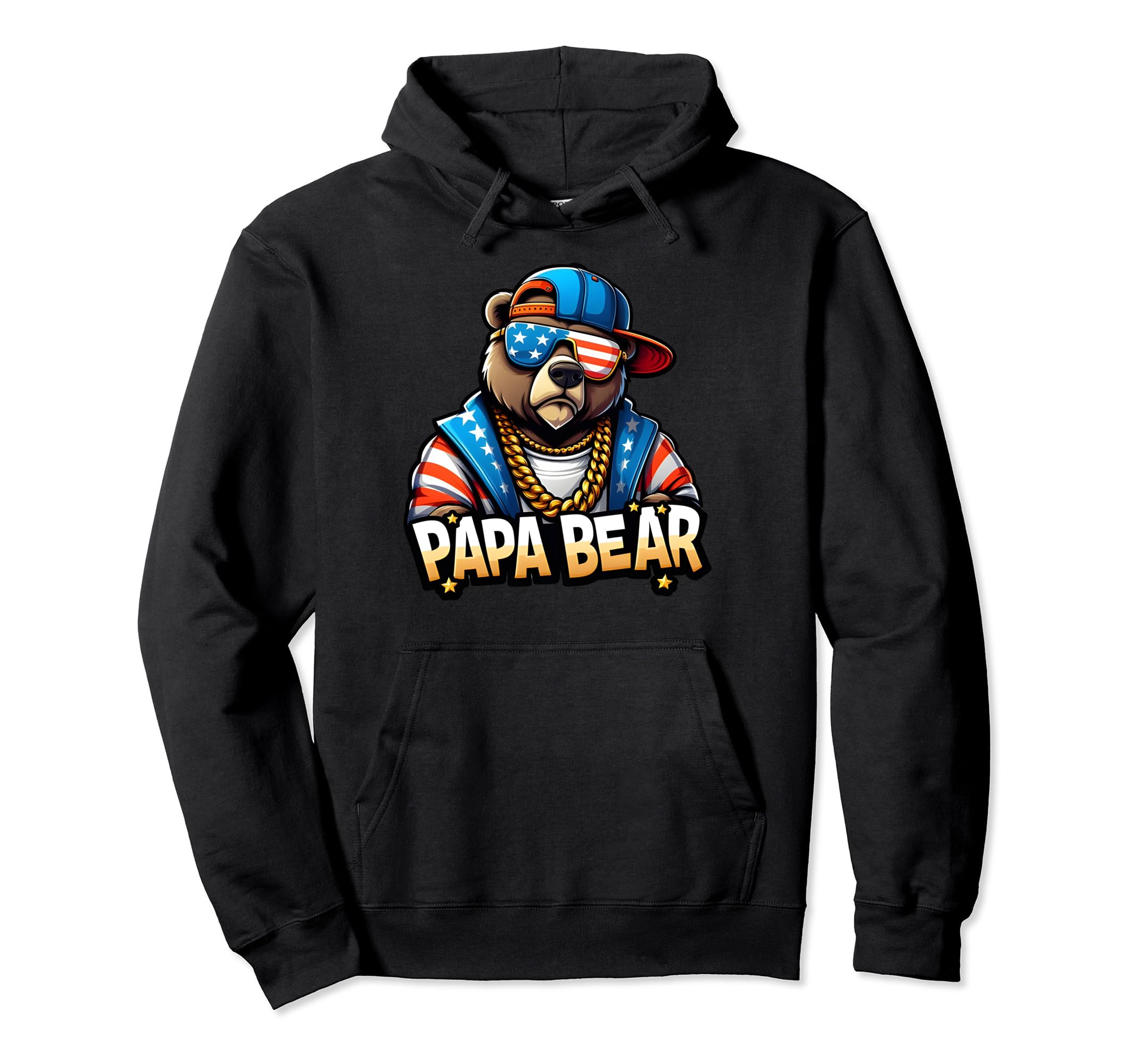 Papa Bear Fathers Day Gift Patriotic Hoodie - Novelty Apparel Men Women - T-Shirt, Sweatshirt, Hoodie