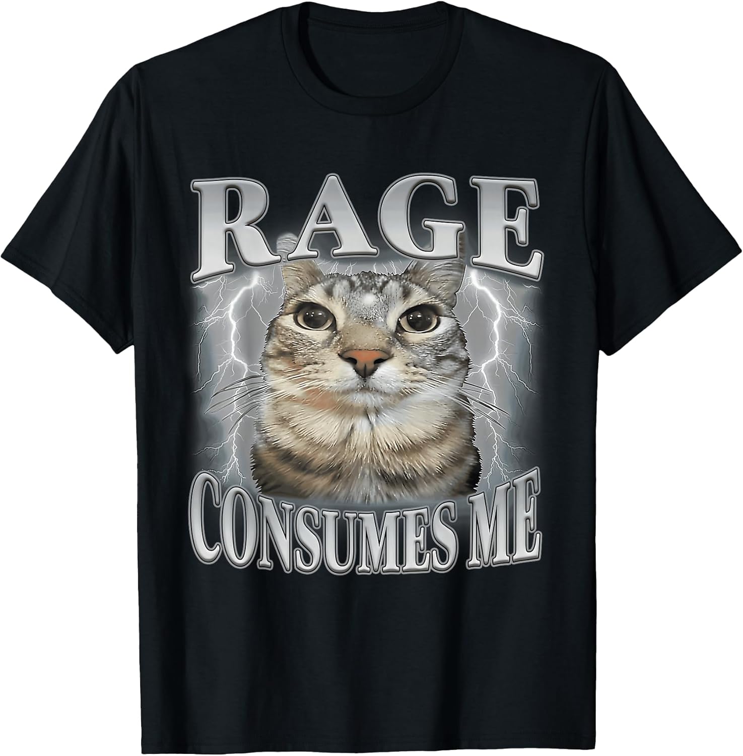 Rage Consumes Me Funny Silly Staring Cat Meme Women - Adult & Kids T-Shirts, Sweatshirts & Hoodies apparel design preview 1