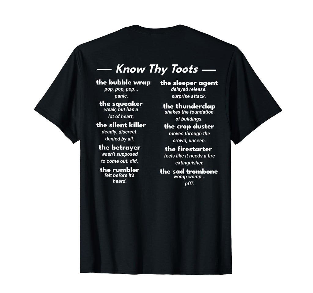 Back Fart Types Funny Fart Joke Dad T-Shirt - Casual Everyday Wear Unisex - T-Shirt, Sweatshirt, Hoodie