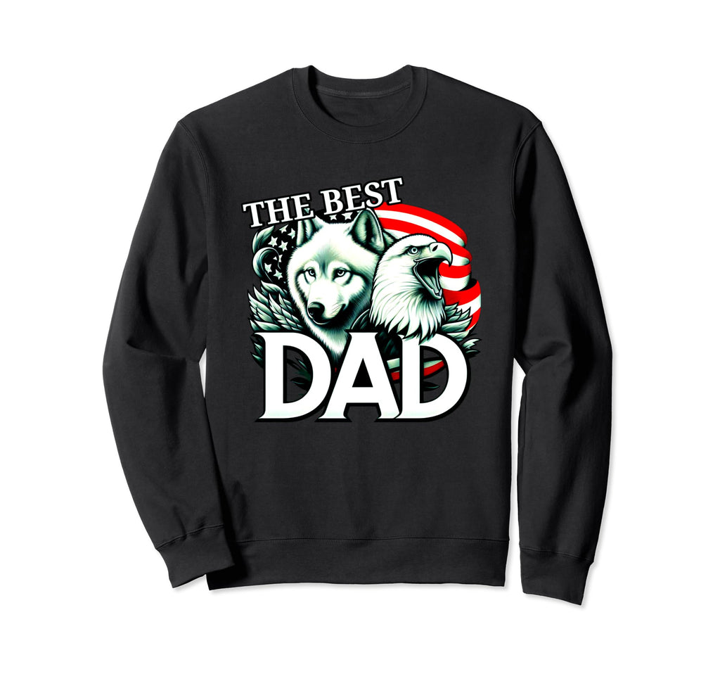 Best Dad Wolf Bald Eagle American Sweatshirt - Custom Art Print for Adults - T-Shirt, Sweatshirt, Hoodie