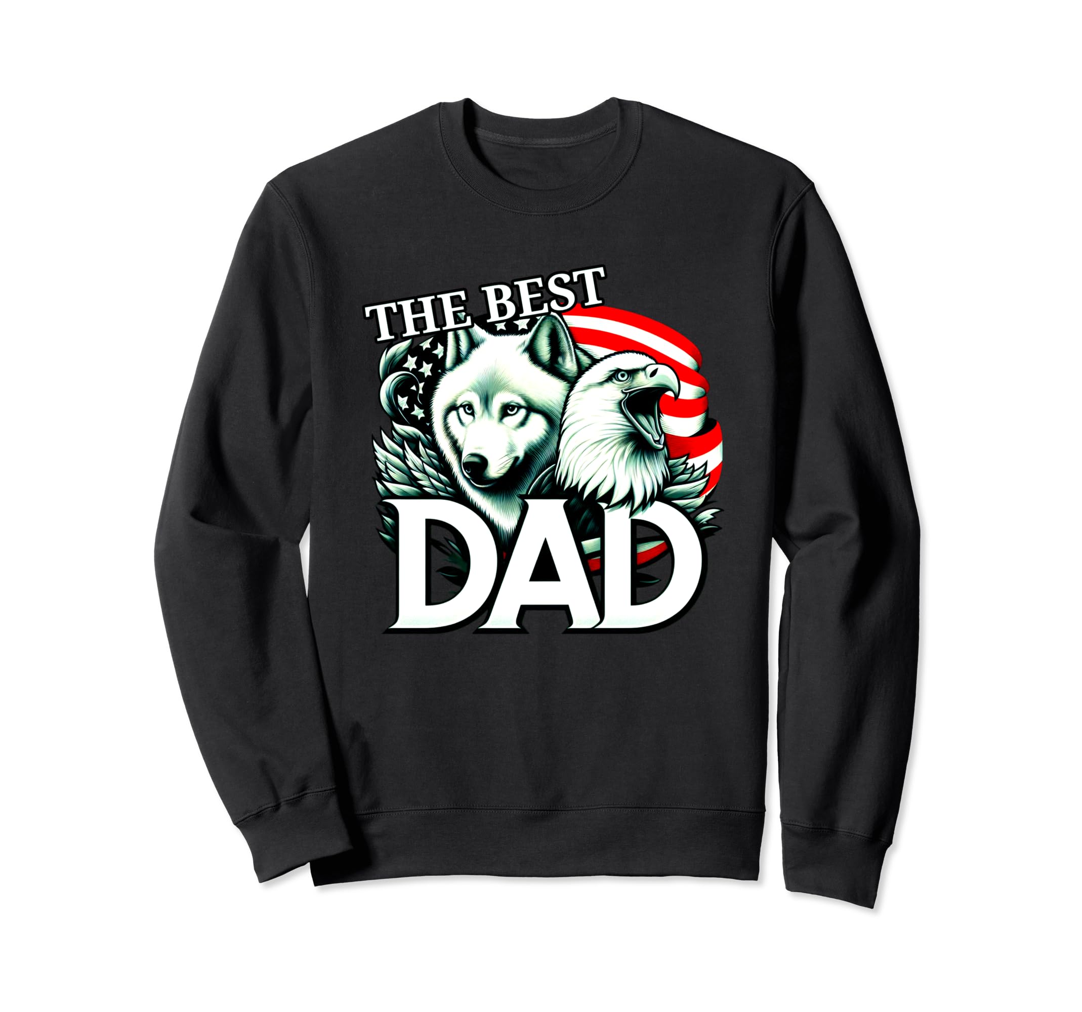 Best Dad Wolf Bald Eagle American Sweatshirt - Custom Art Print for Adults - T-Shirt, Sweatshirt, Hoodie