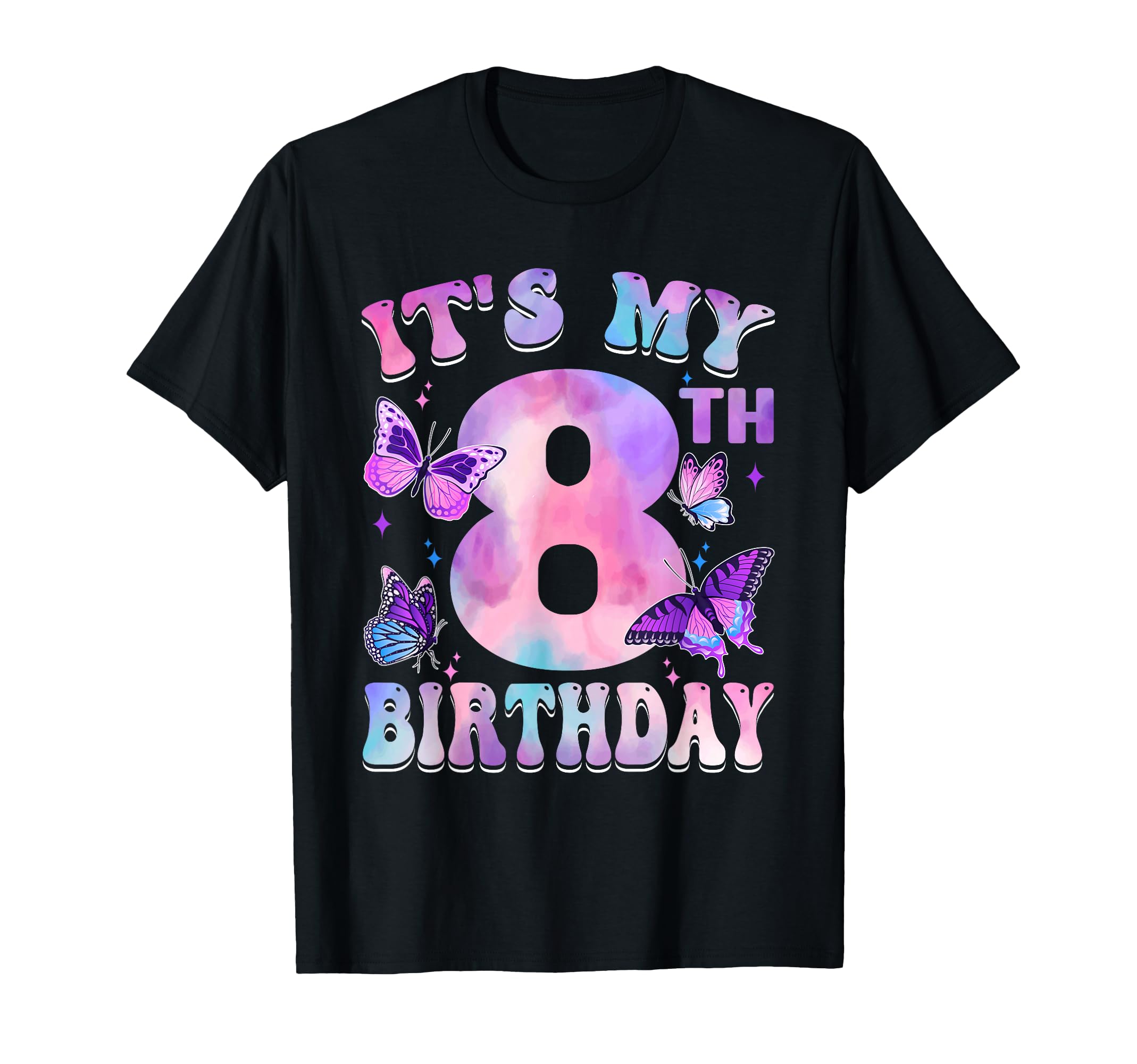 Its My 8Th Birthday Butterfly Theme 8 T-Shirt - Minimalist Print Men Women - T-Shirt, Sweatshirt, Hoodie