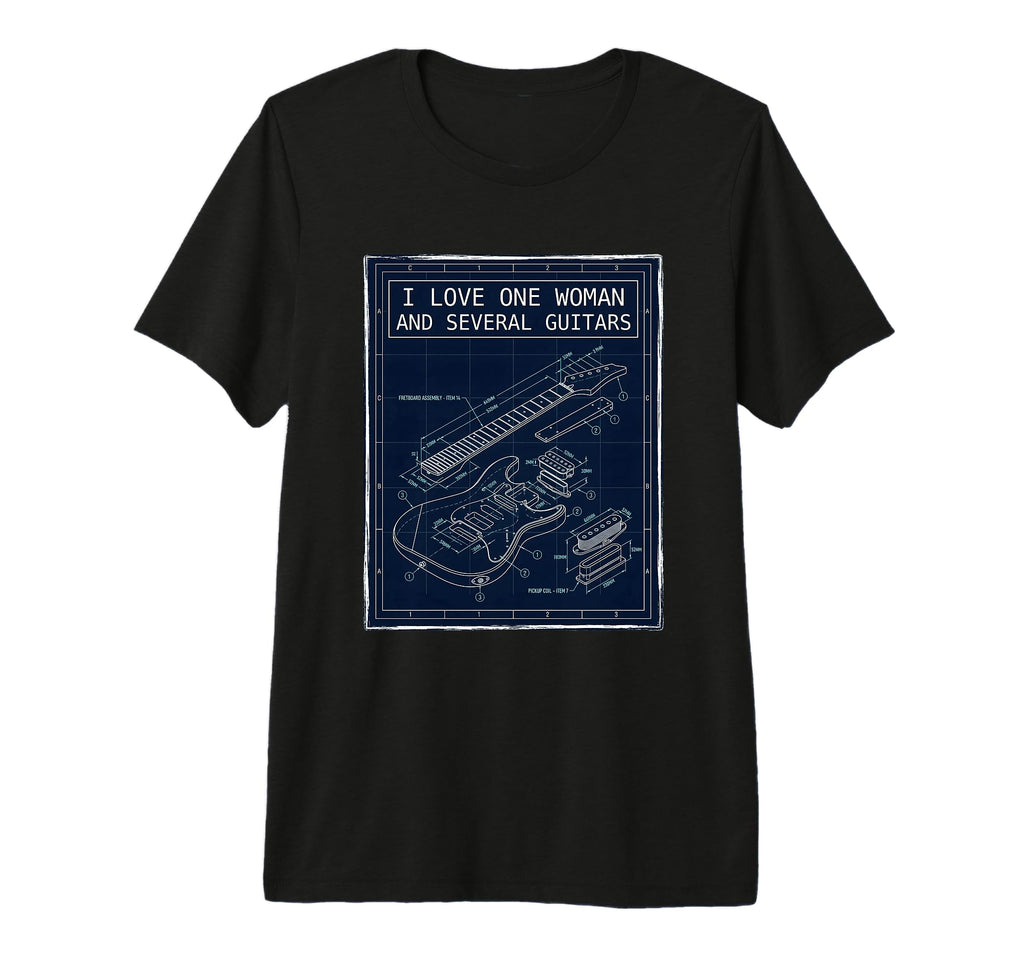 Guitar Lover Funny Musician Blueprint T-Shirt - Unique Graphic Men Women - T-Shirt, Sweatshirt, Hoodie