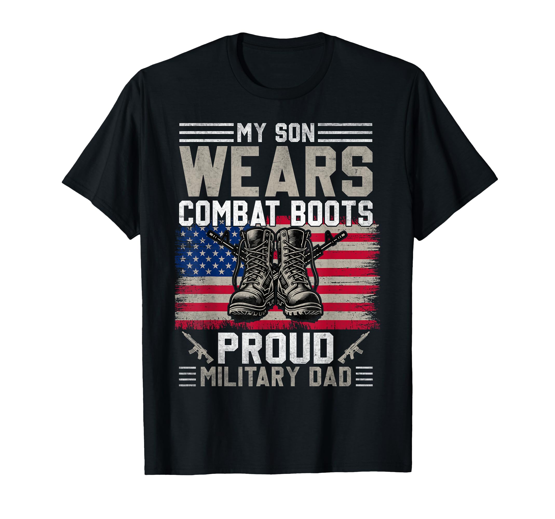 Proud Military Dad American Usa Flag T-Shirt - Trendy Graphic Unisex - T-Shirt, Sweatshirt, Hoodie