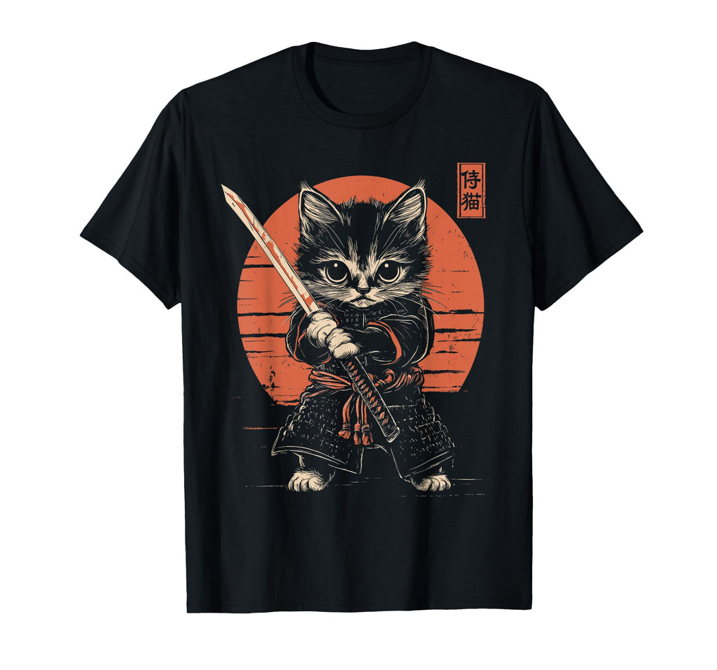 Japanese Samurai Cat Kawaii Ninja Cat T-Shirt - Streetwear Style Men Women - T-Shirt, Sweatshirt, Hoodie