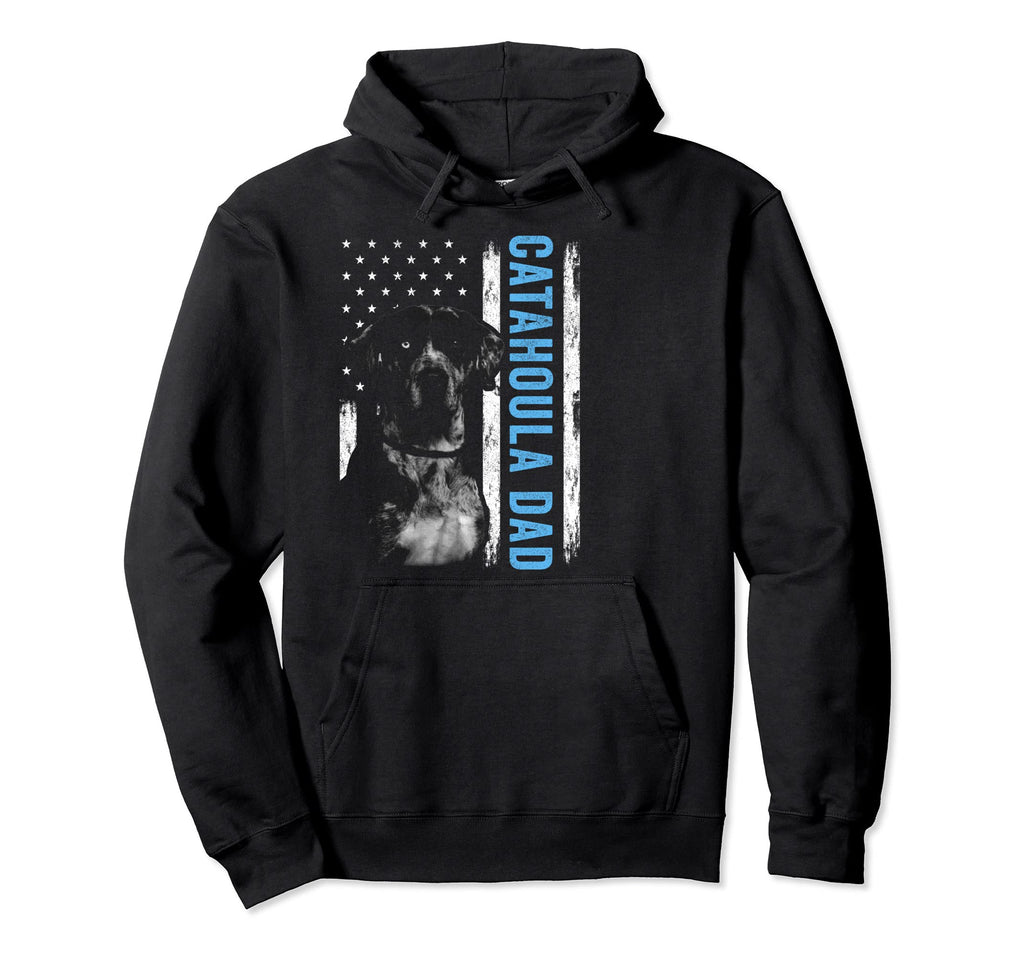 Catahoula Dad American Flag Dog Dad Hoodie - Custom Art Print for Adults - T-Shirt, Sweatshirt, Hoodie