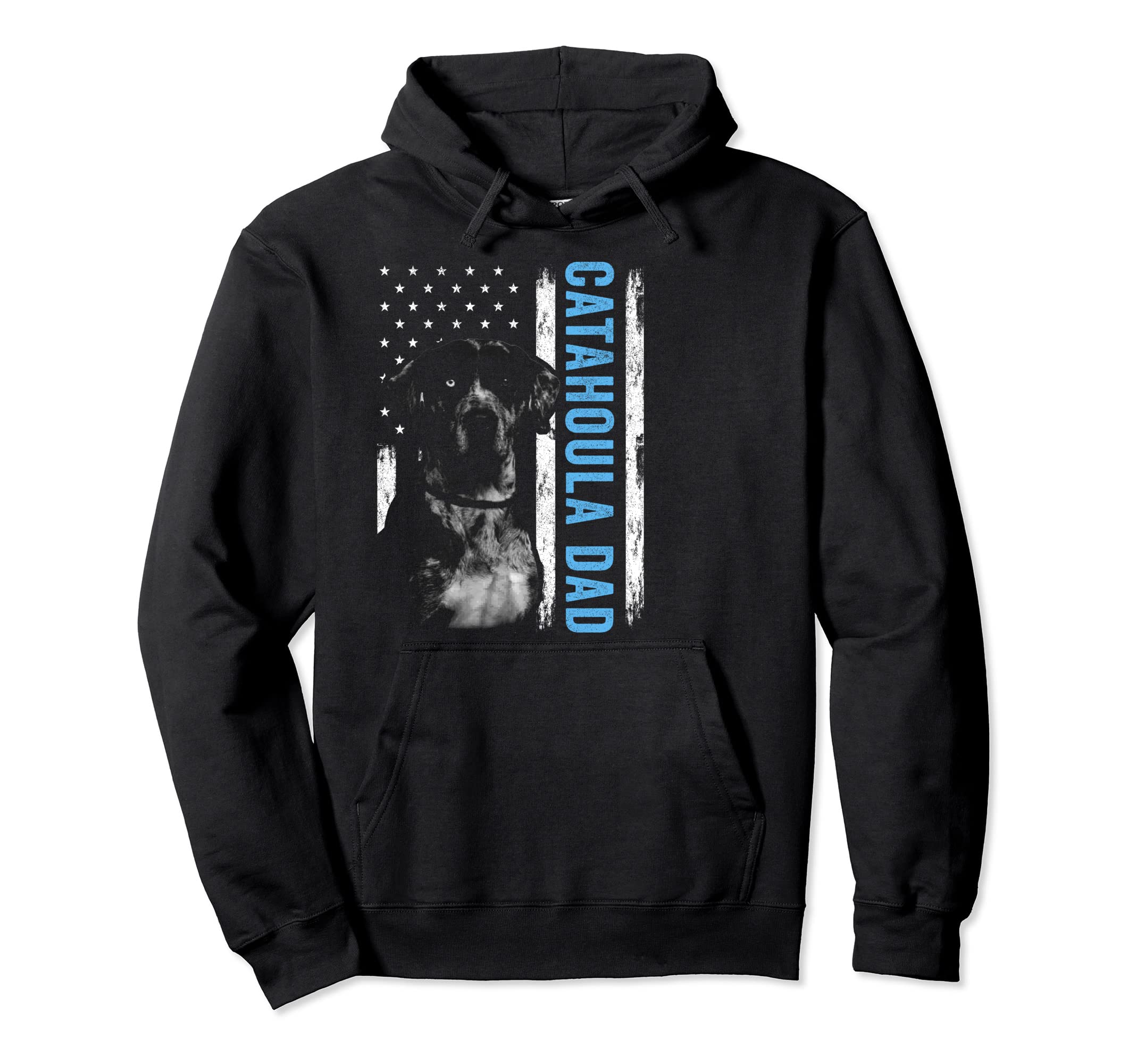 Catahoula Dad American Flag Dog Dad Hoodie - Custom Art Print for Adults - T-Shirt, Sweatshirt, Hoodie