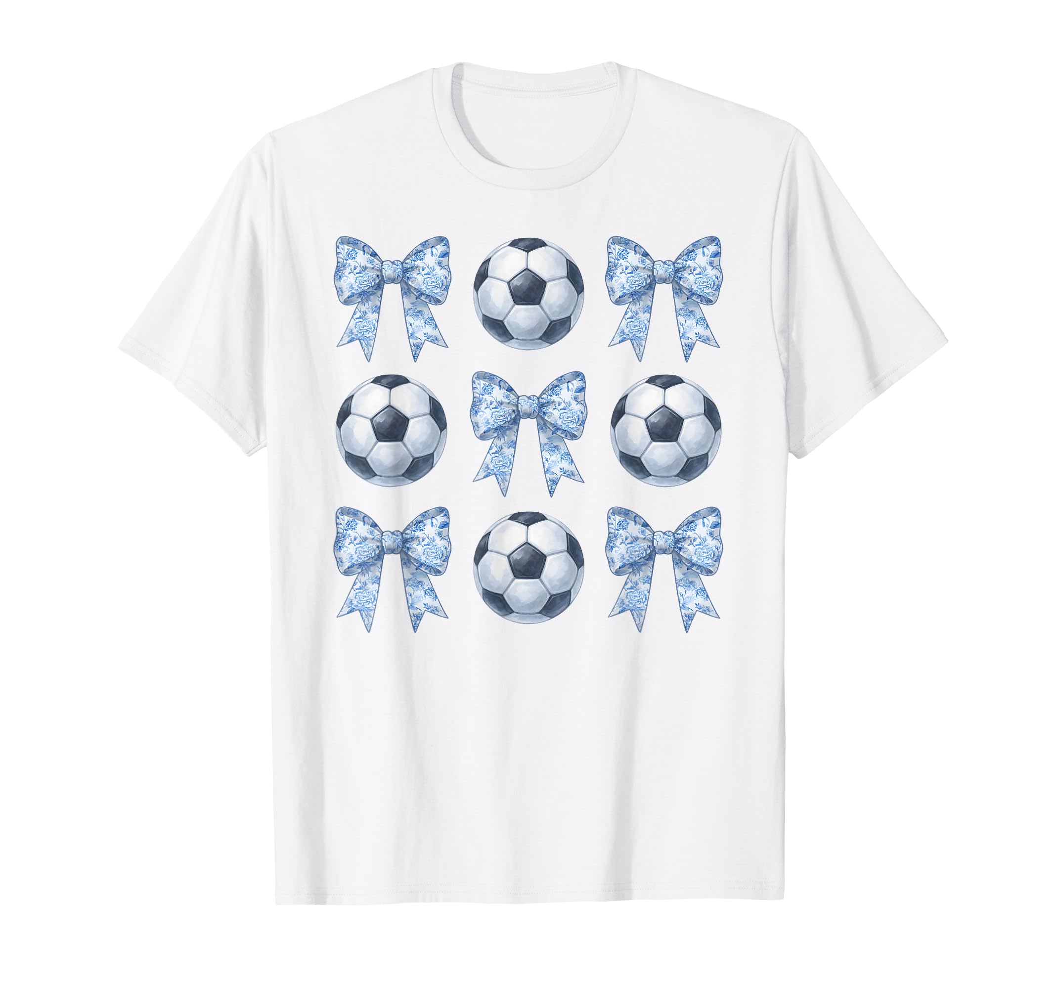Soccer Toile De Jouy Blue Bow Soccer Mom T-Shirt - Graphic Print for Adults - T-Shirt, Sweatshirt, Hoodie