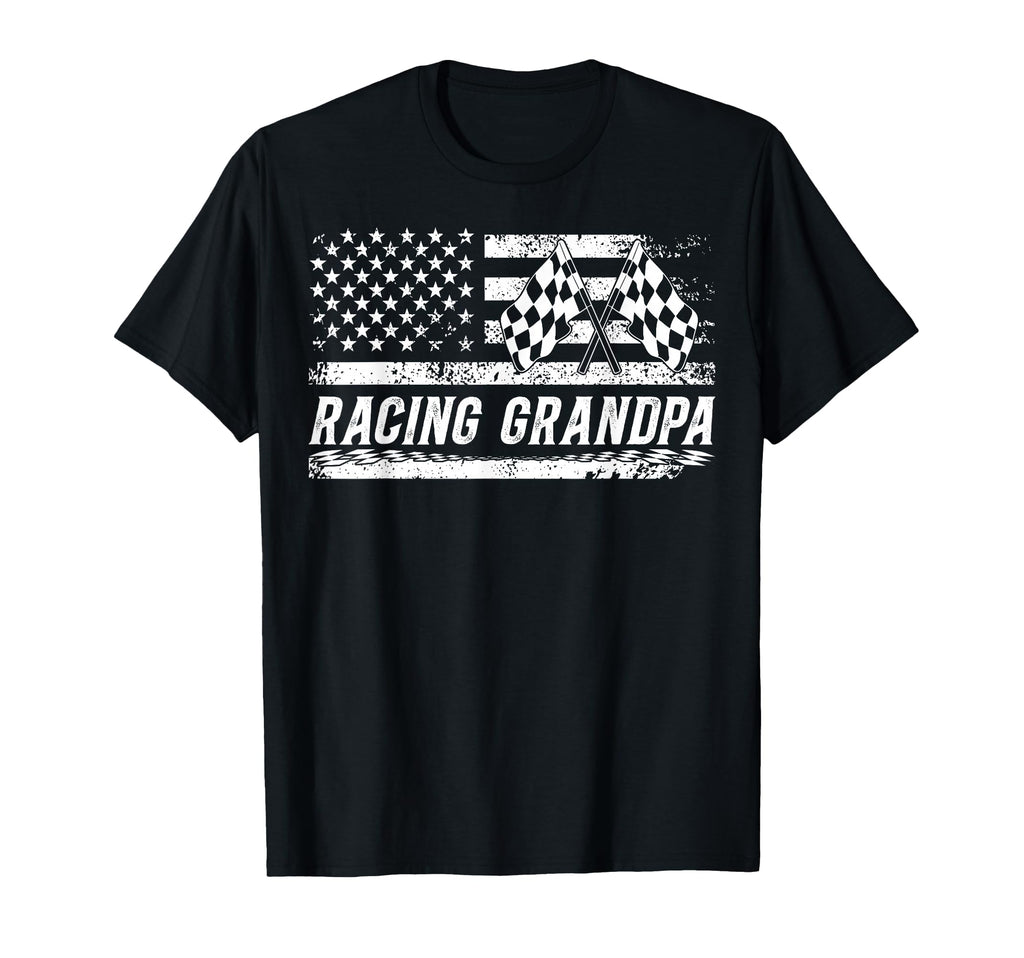 Racing Grandpa Us Flag Race Grandpa T-Shirt - Novelty Apparel for Adults - T-Shirt, Sweatshirt, Hoodie