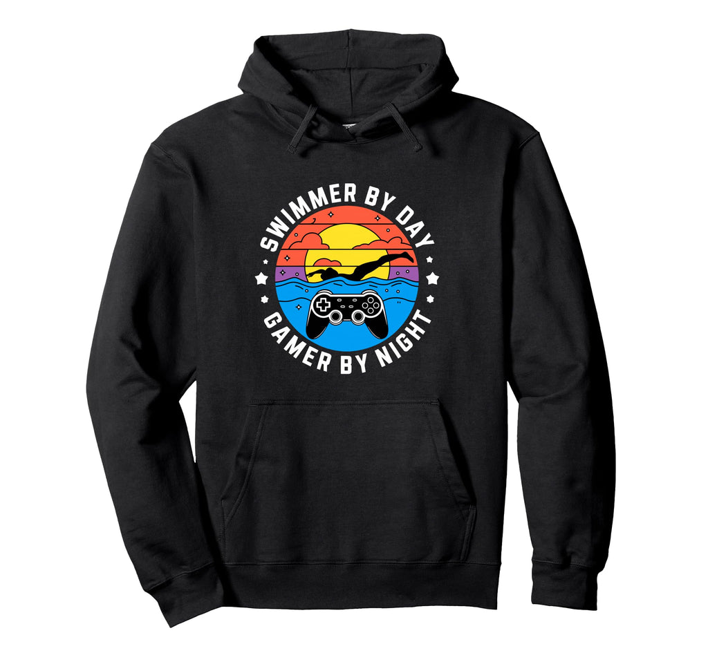 Swimmer Day Gamer Night Gaming Hoodie - Casual Everyday Wear for Adults - T-Shirt, Sweatshirt, Hoodie